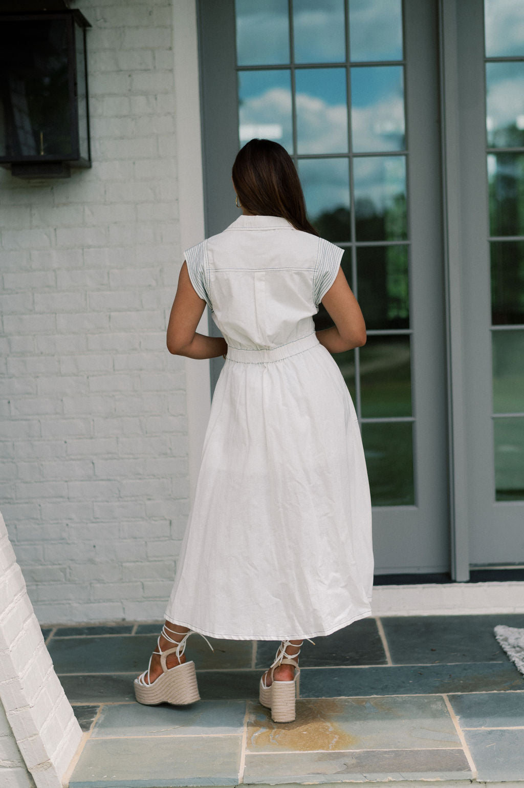 Emerson Stitch Midi Dress-Off White