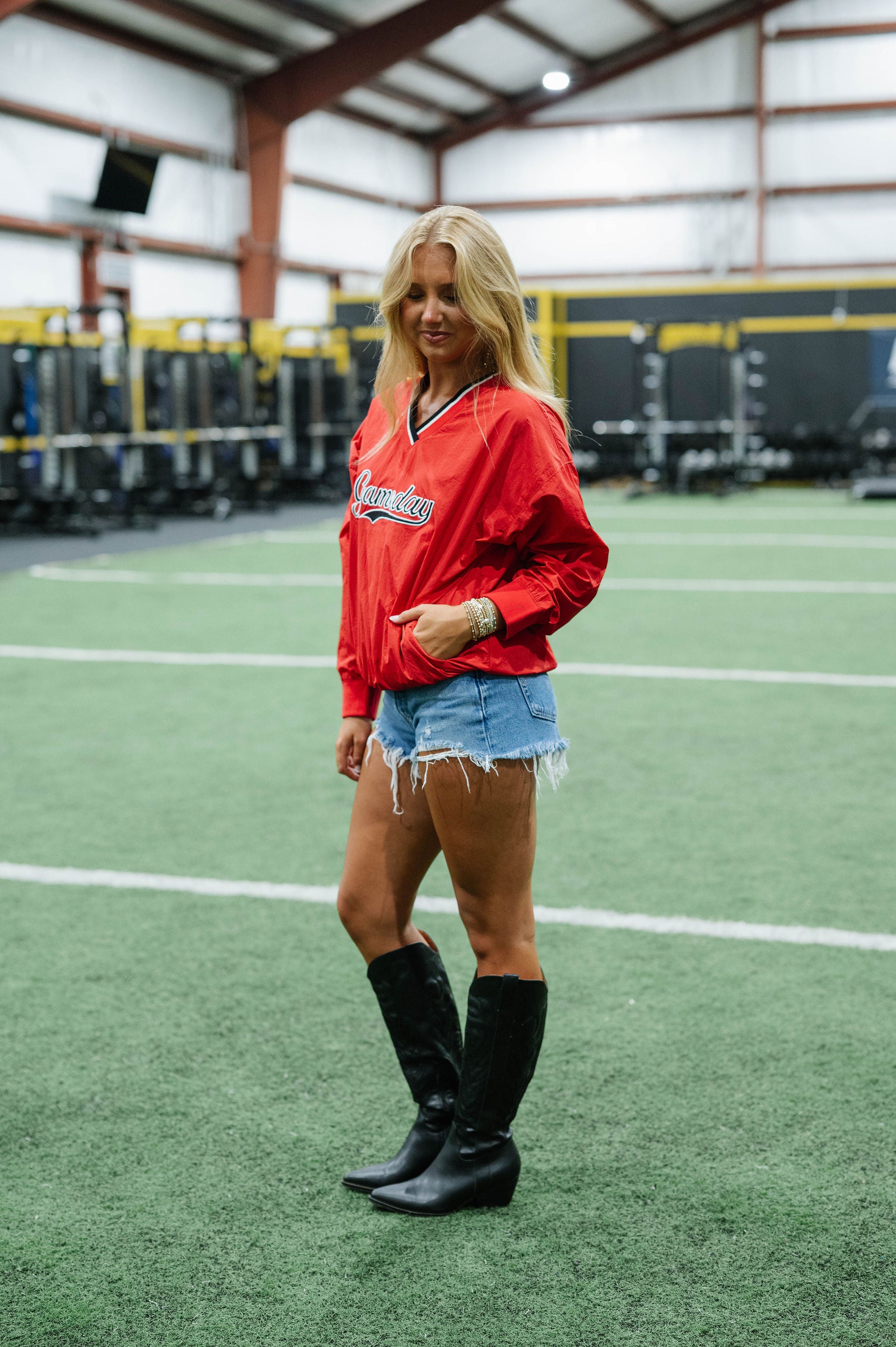 Gameday V-Neck Windbreaker-Red