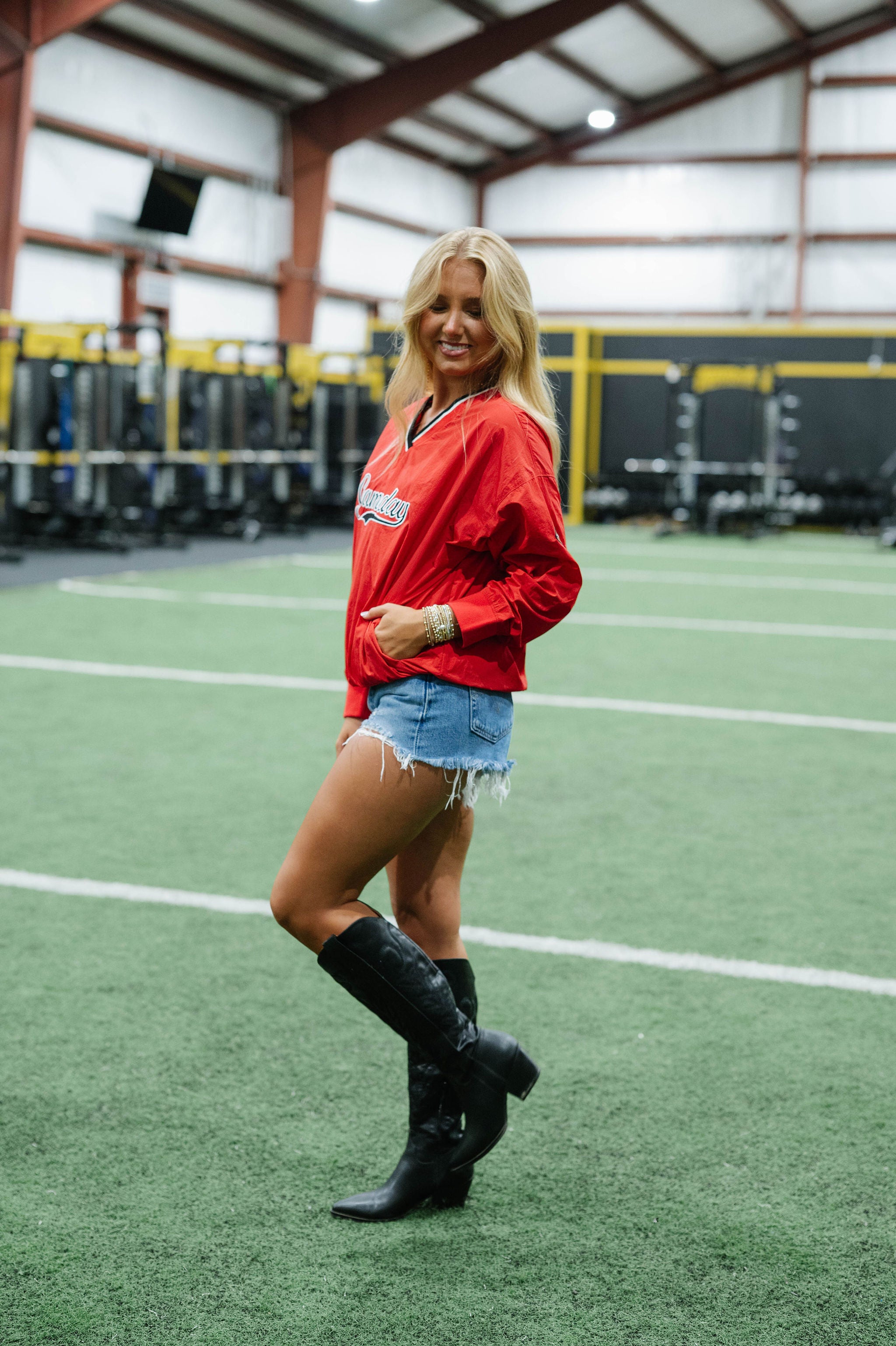 Gameday V-Neck Windbreaker-Red