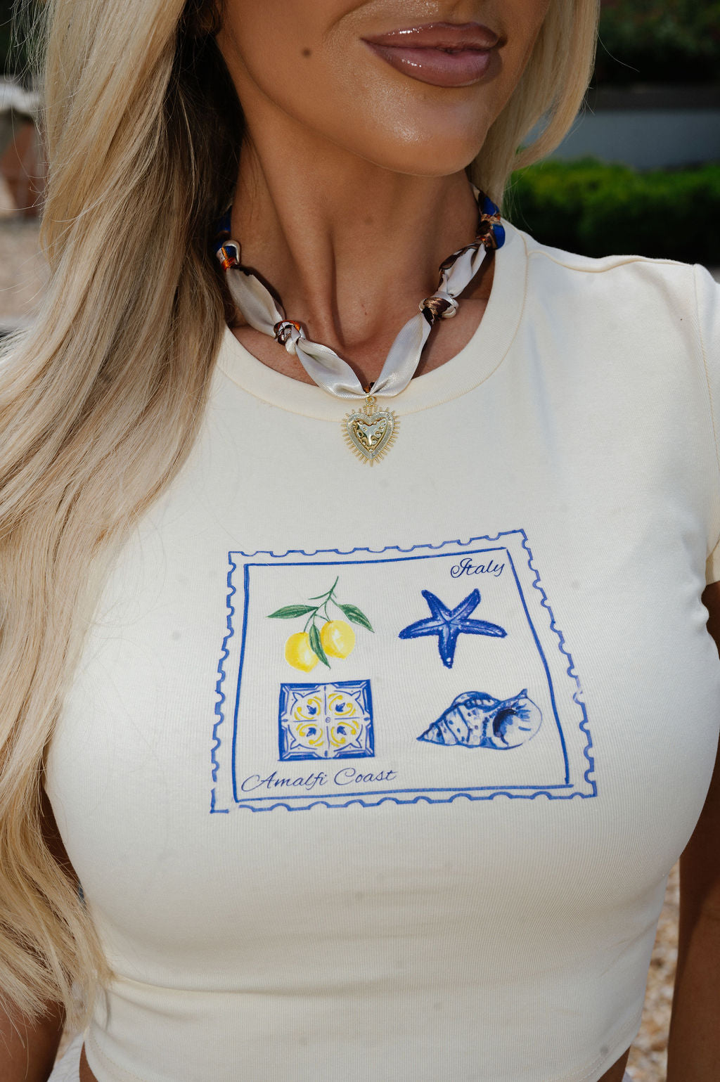 Spike Heart Blue Scarf Necklace