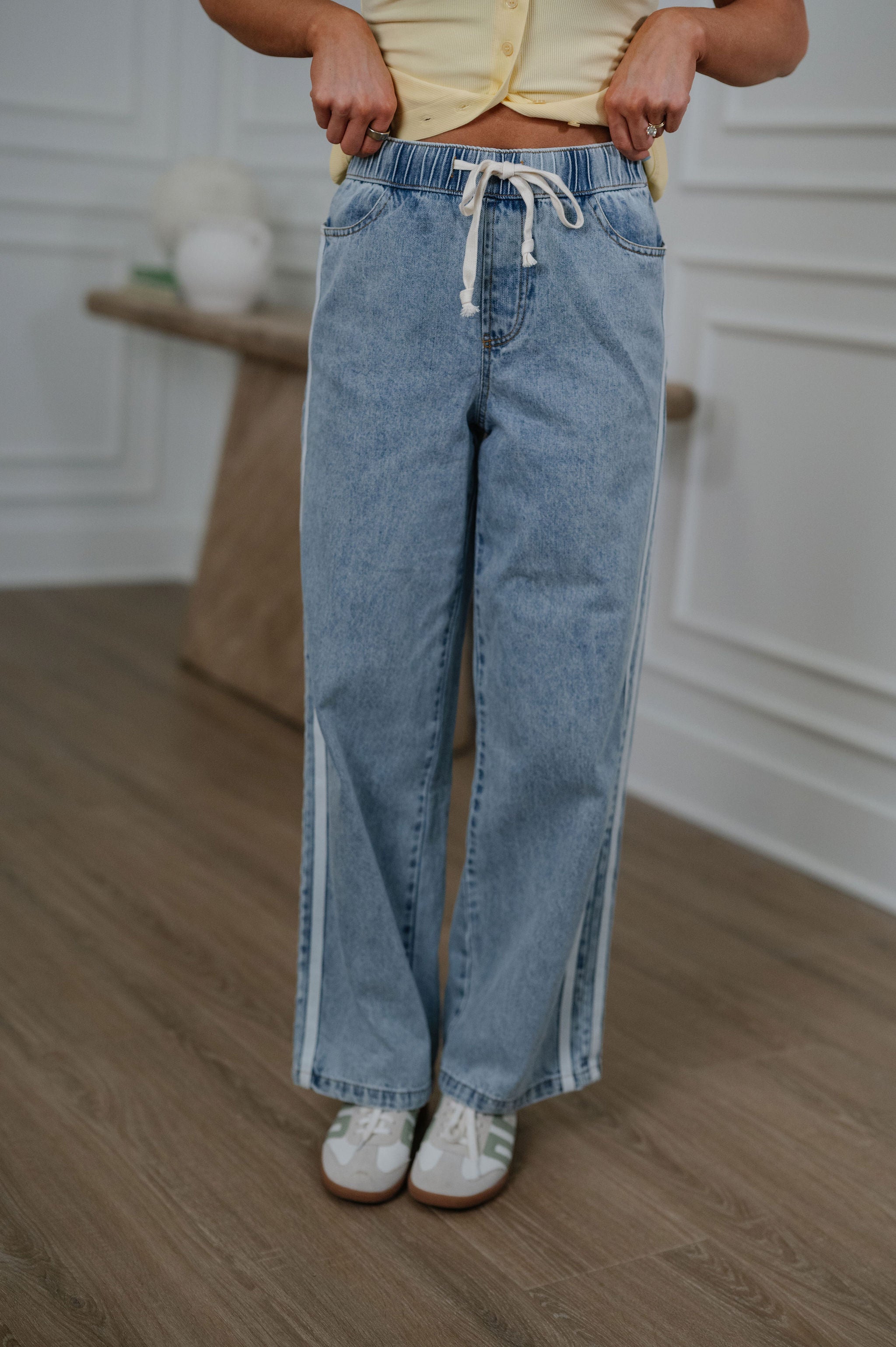 Relaxed Double Stripe Wide Leg Jeans