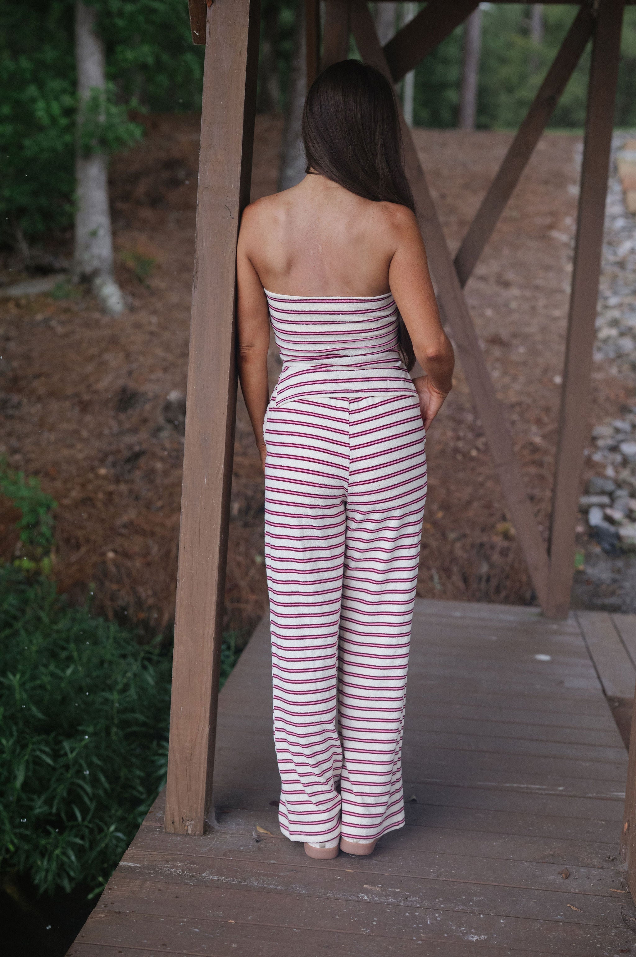 Archie Pants Set-Cream/Cherry