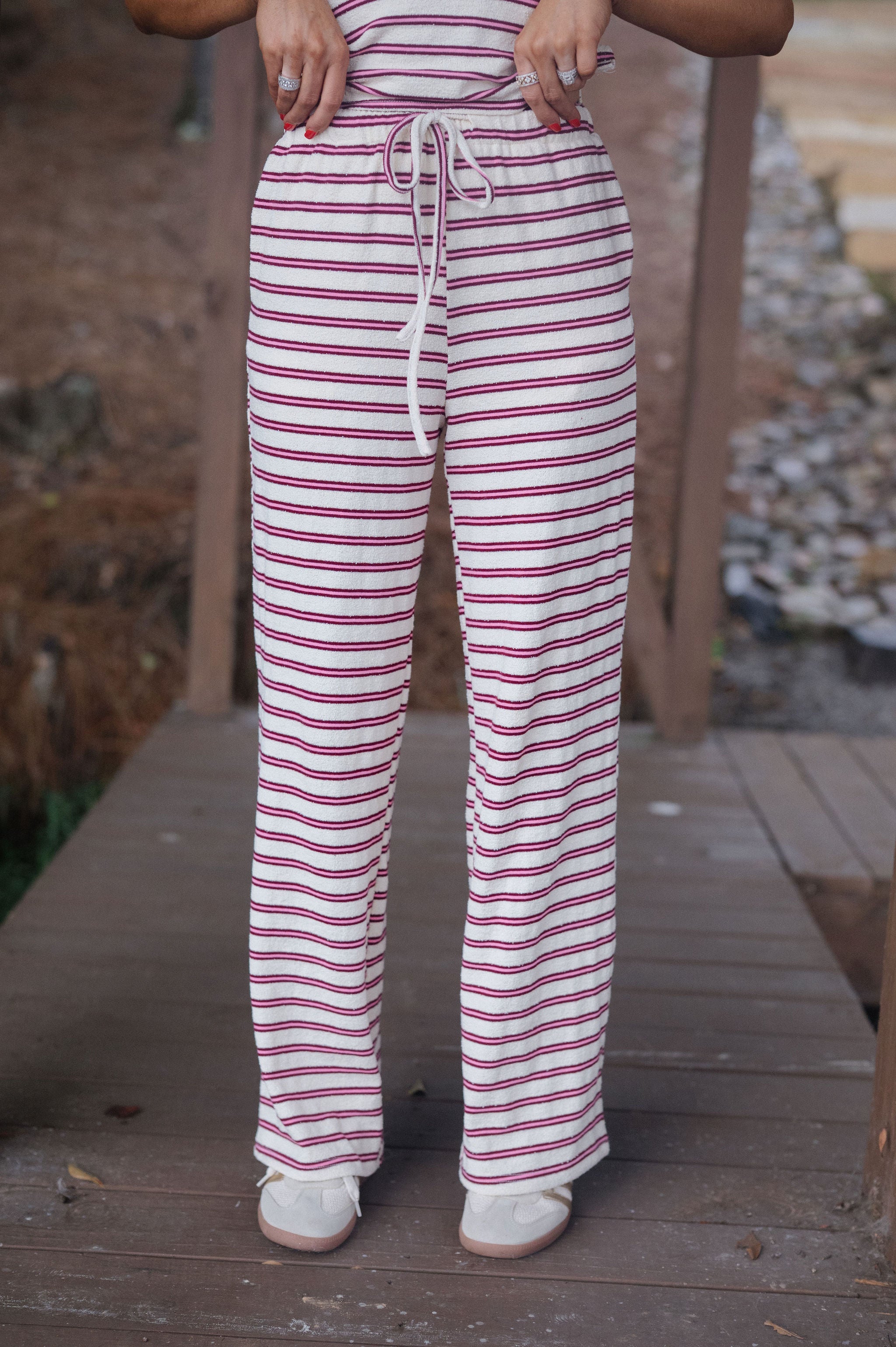 Archie Pants Set-Cream/Cherry