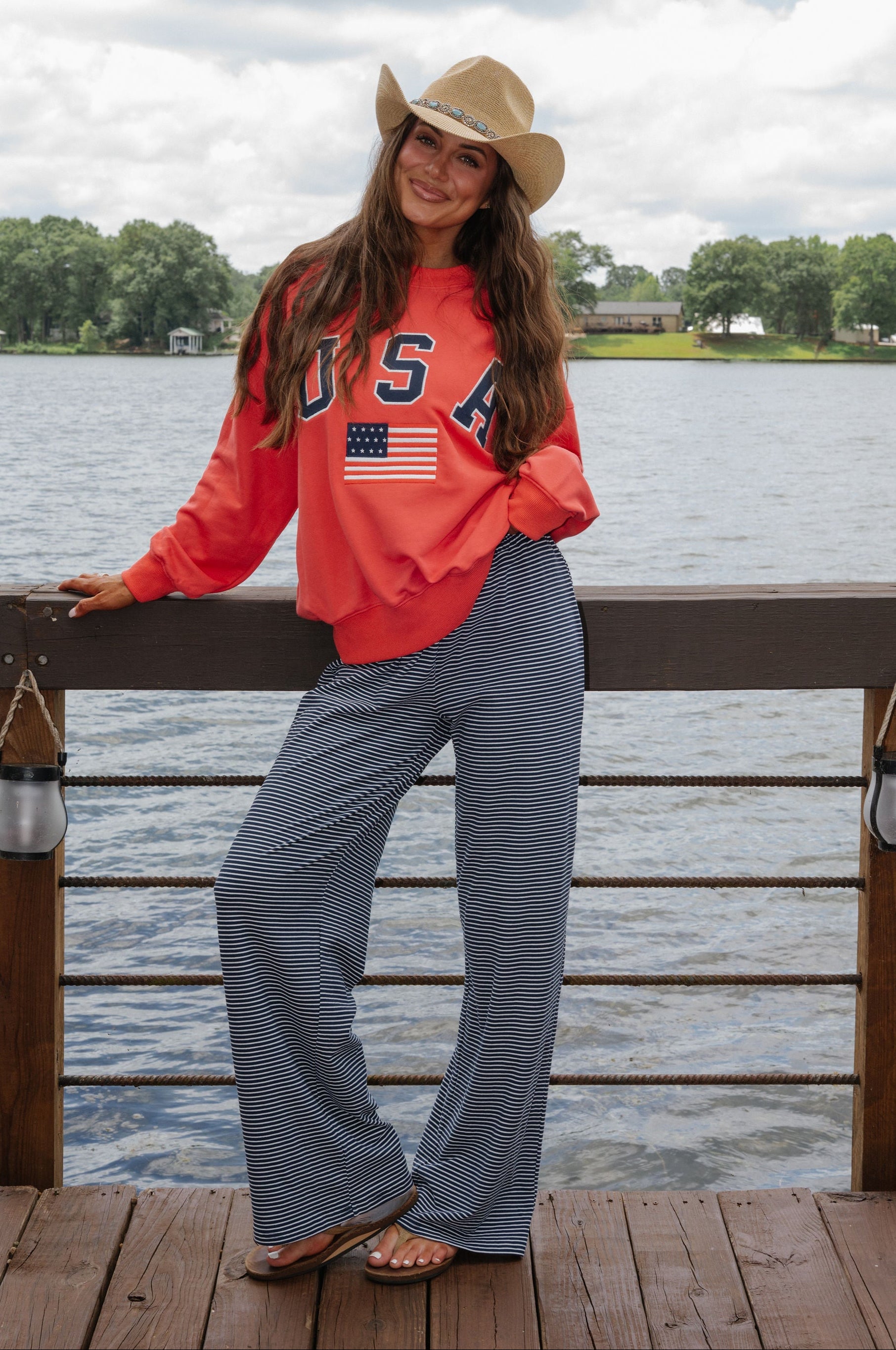 "USA" Oversized Sweatshirt-Tomato