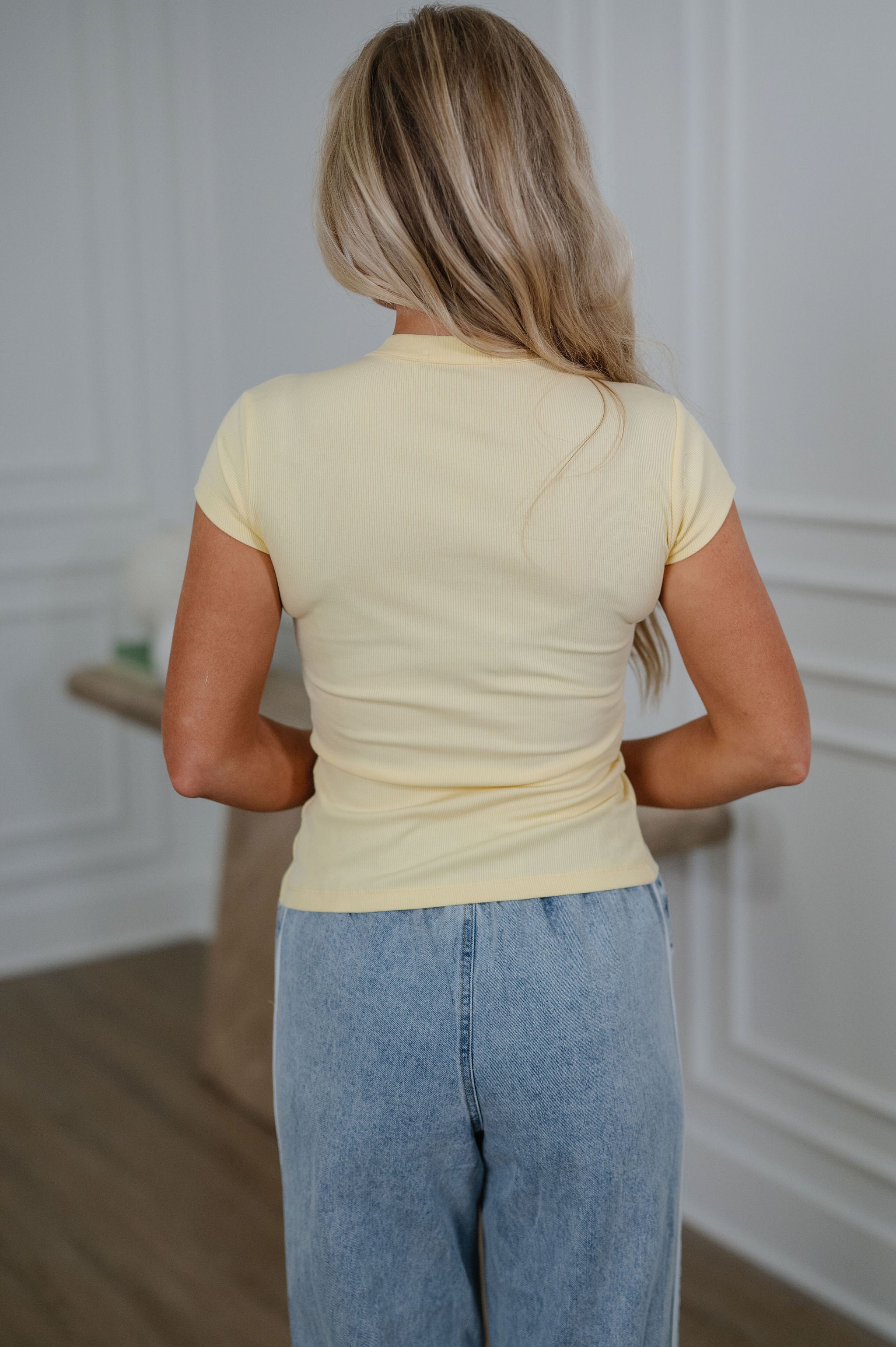 Harper Button Front Top-Butter