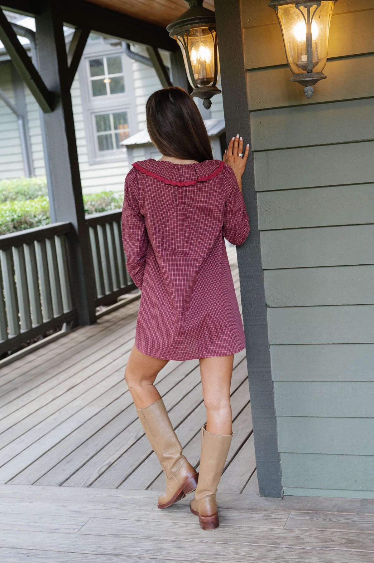 Rylee Ruffle Collar Dress- Burgundy