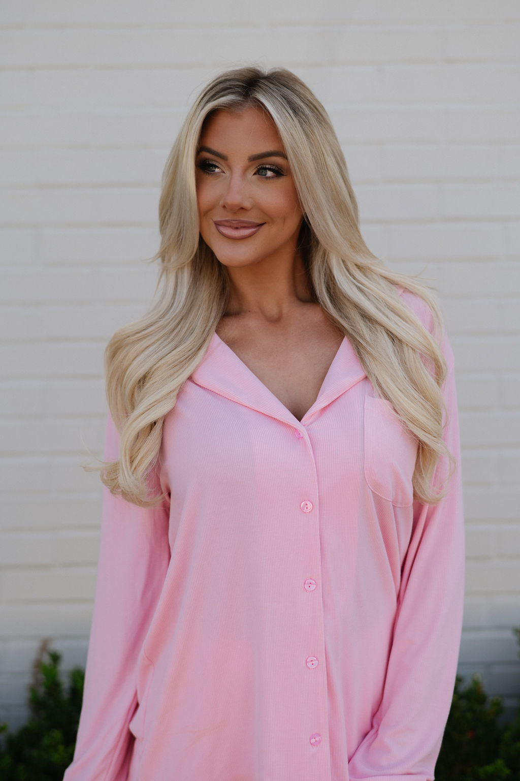 Grace Ribbed Pajama Set- Pink