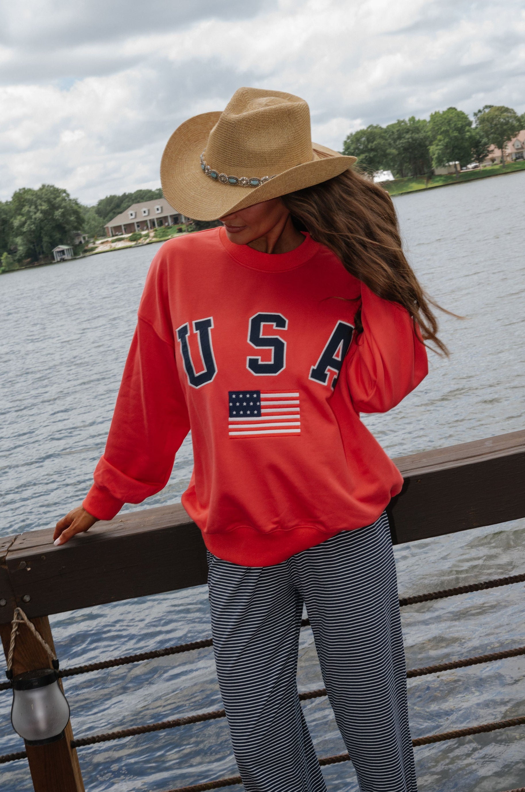 "USA" Oversized Sweatshirt-Tomato