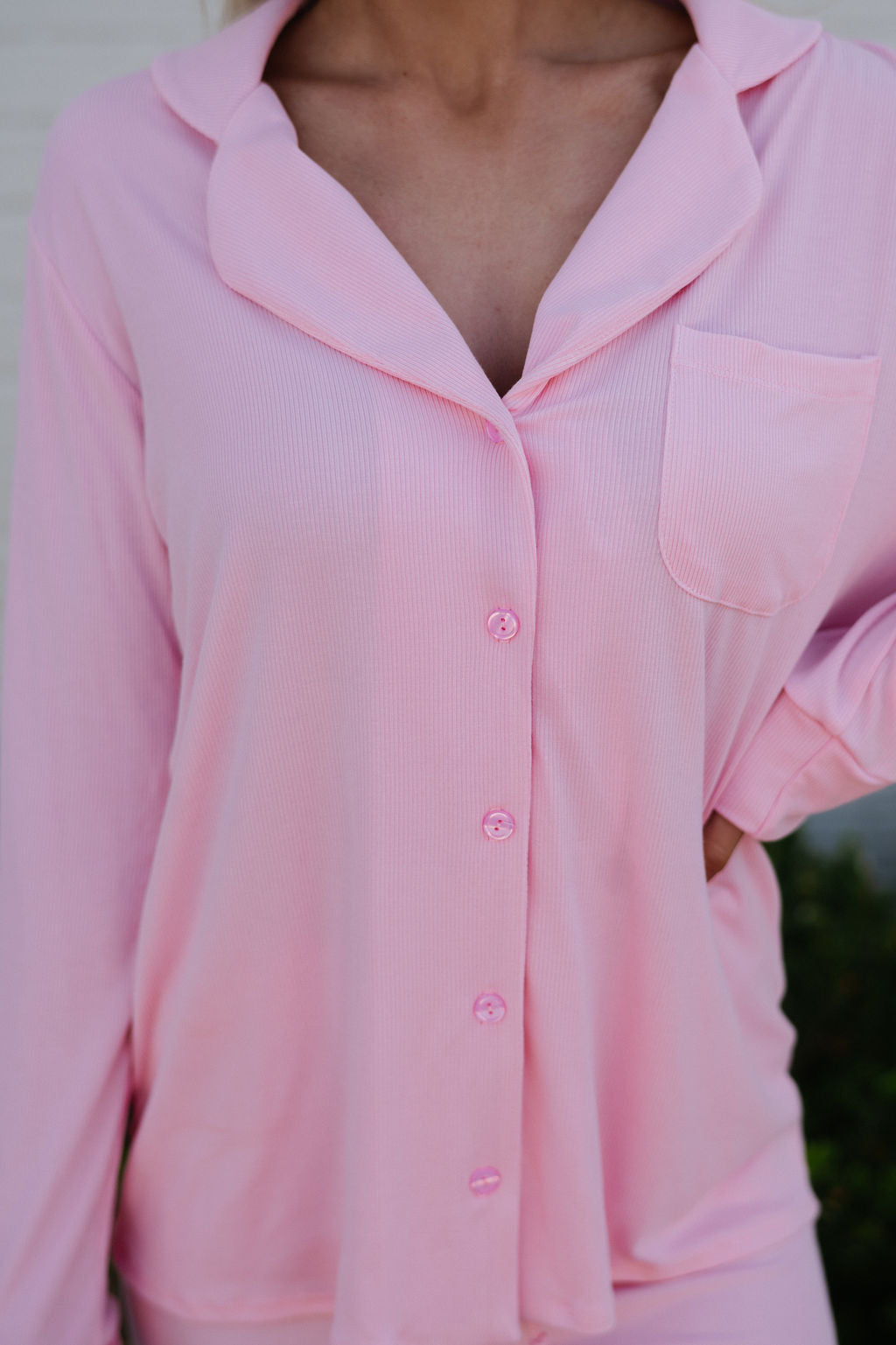 Grace Ribbed Pajama Set- Pink