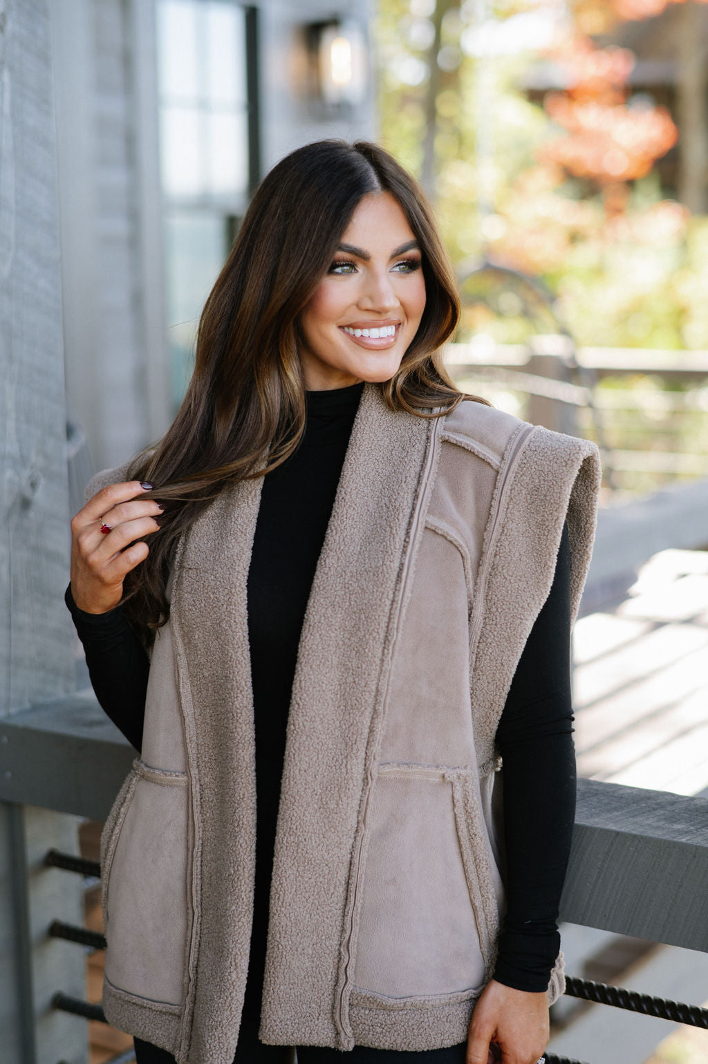 Adelaide Oversized Vest- Taupe