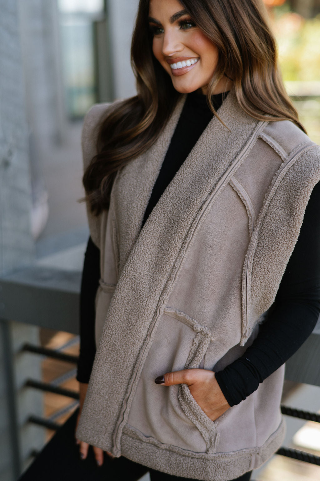 Adelaide Oversized Vest- Taupe