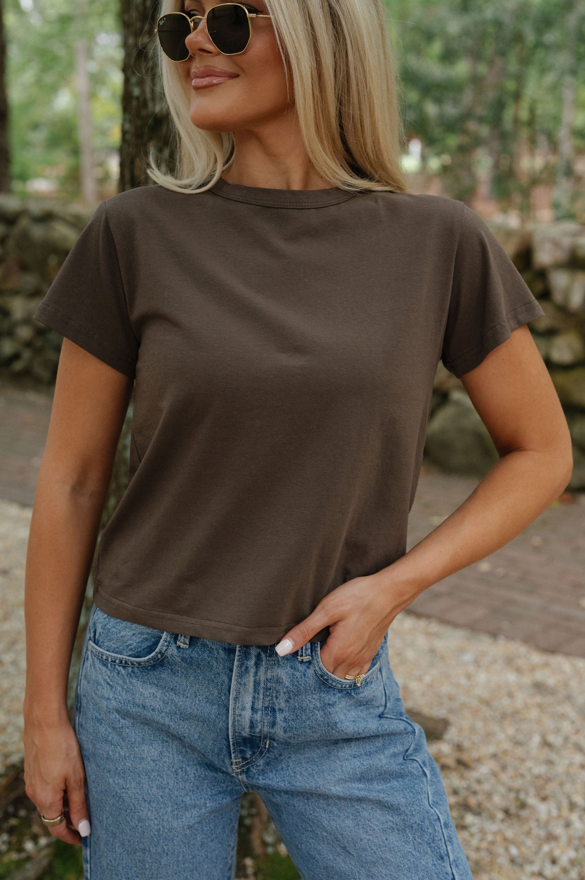 Mia Vintage Tee-Brown