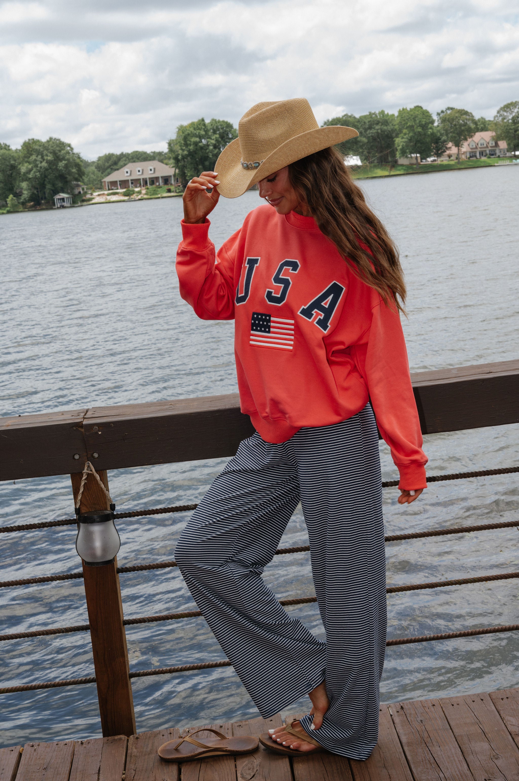 "USA" Oversized Sweatshirt-Tomato