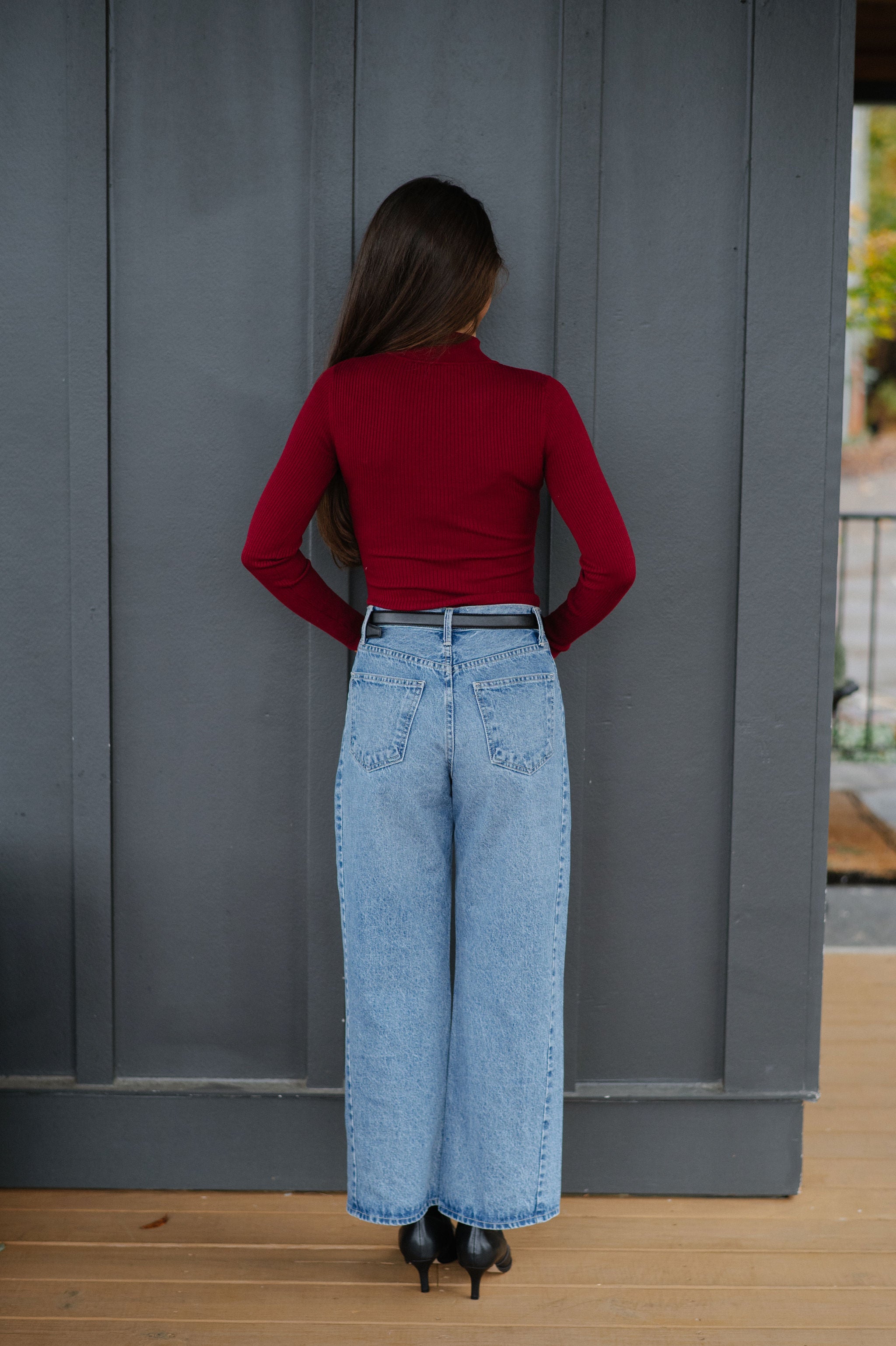 Hampton Ribbed Bodysuit-Dark Red