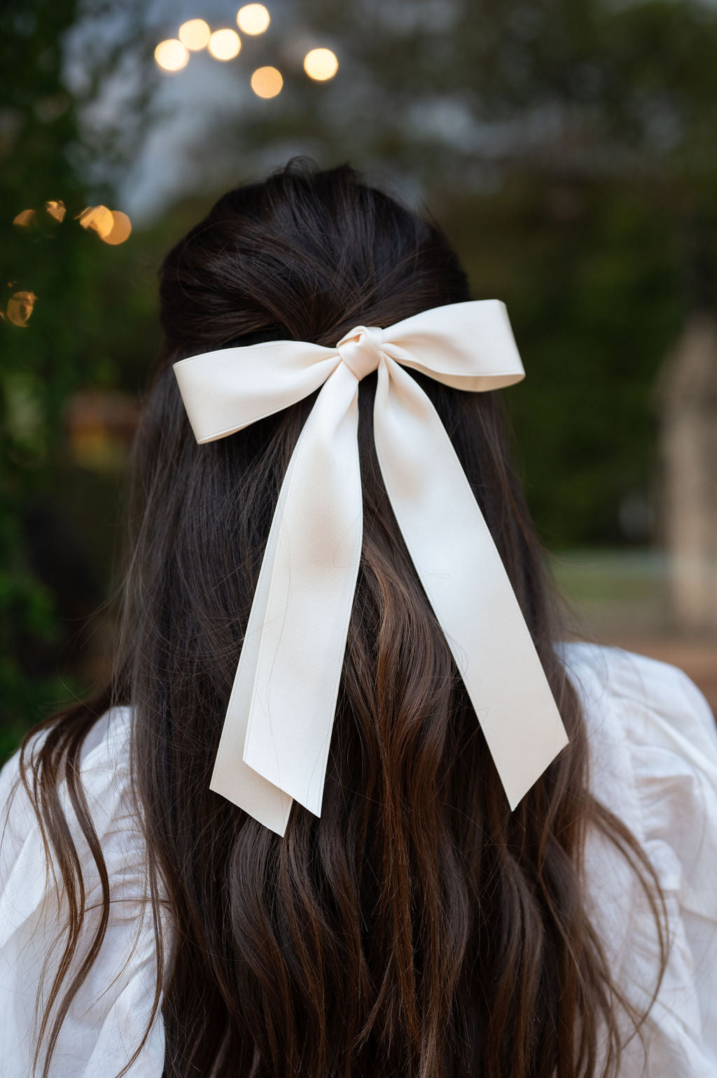 Ribbon Hair Bow- Ivory