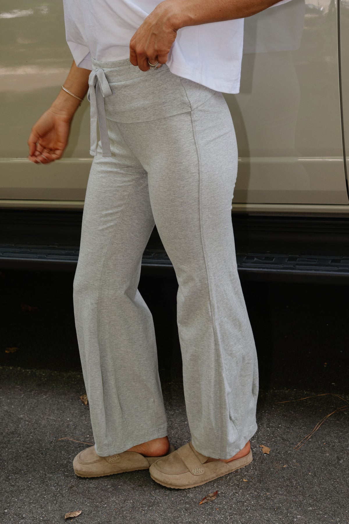 Peyton Bubble Flare Pants-Heathered Grey