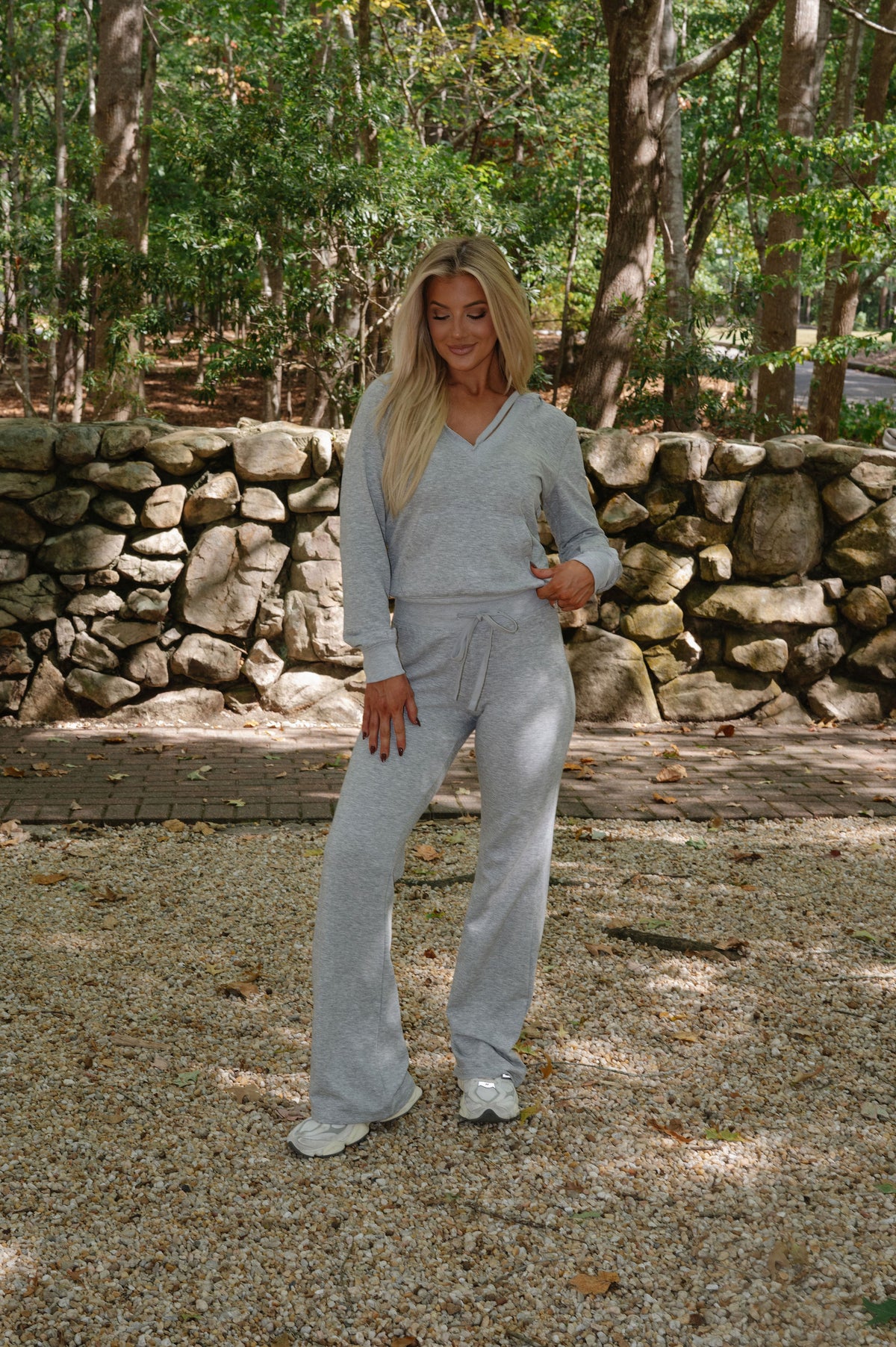 Luna Knit Lounge Set-Heathered Grey