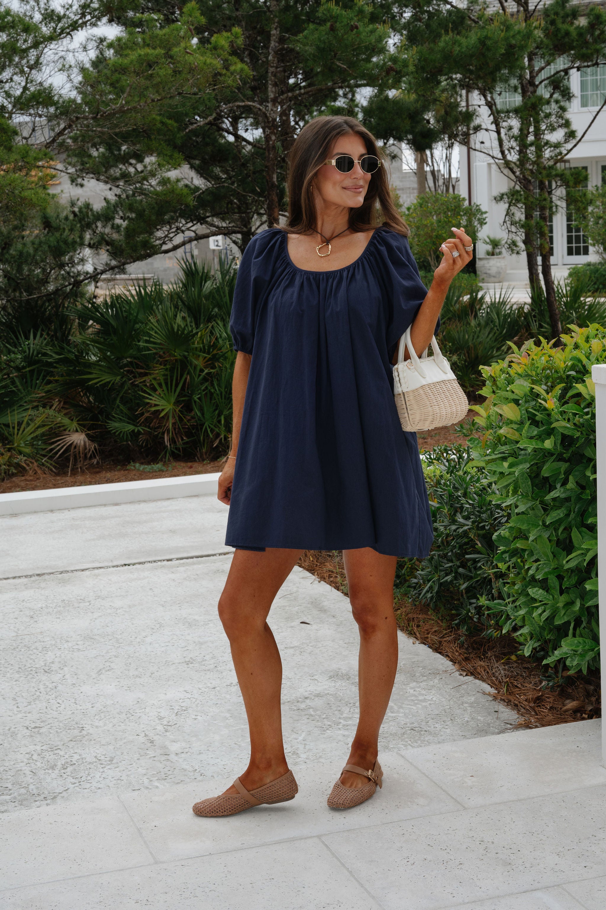 Regan Puff Sleeve Dress-Midnight