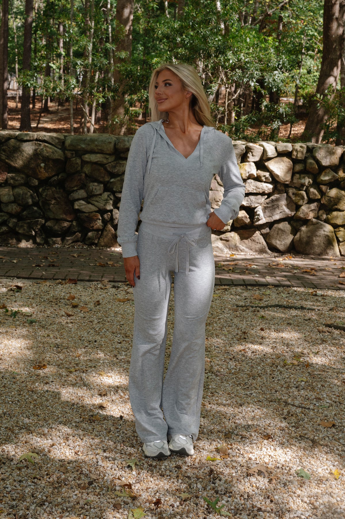 Luna Knit Lounge Set-Heathered Grey