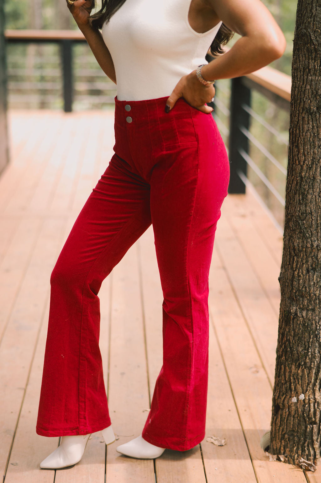 Corduroy Flares- Fuchsia