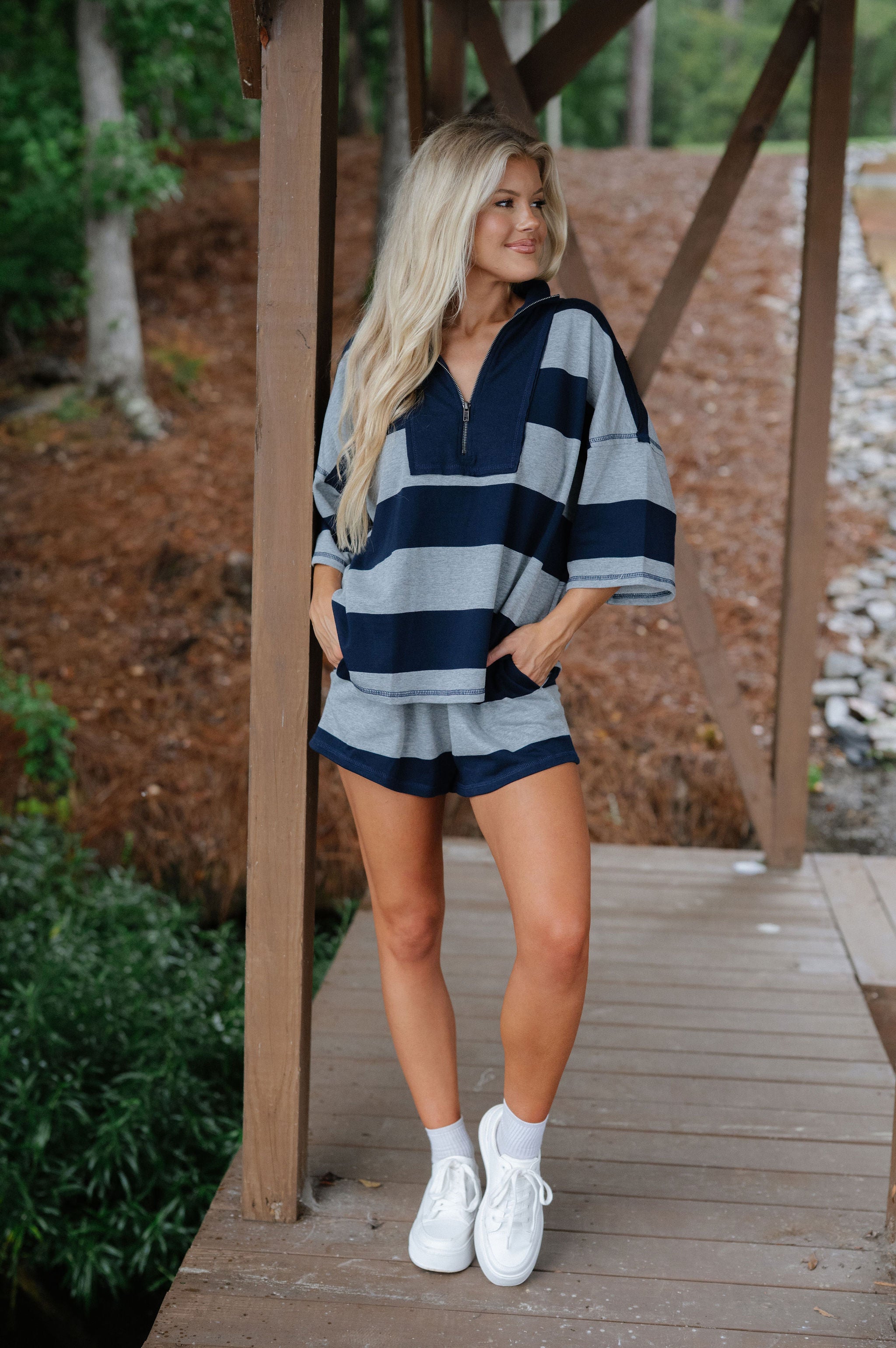 Gordy Striped Set-Navy Combo