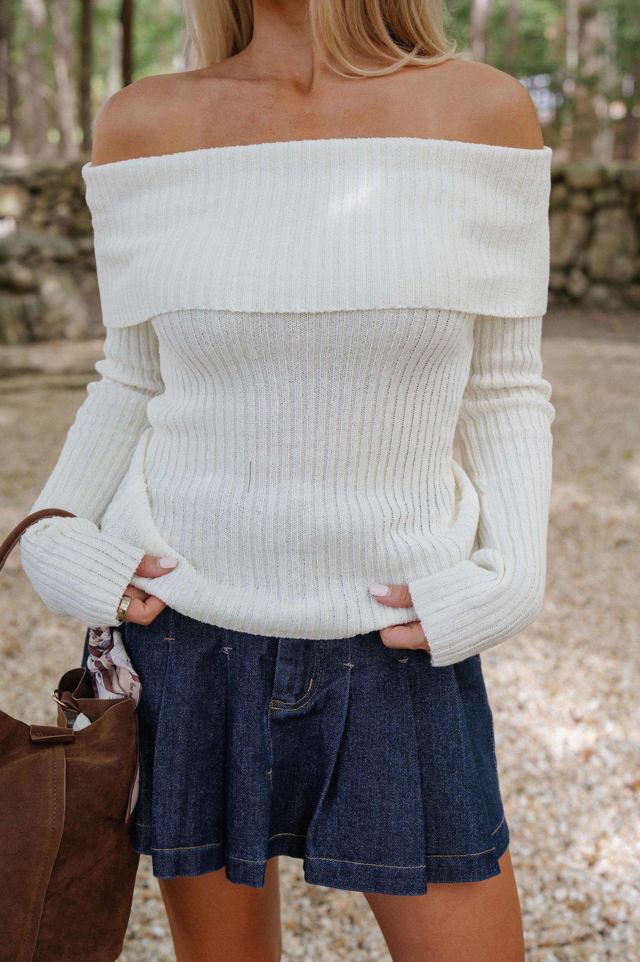 Morgan OTS Sweater-Off White