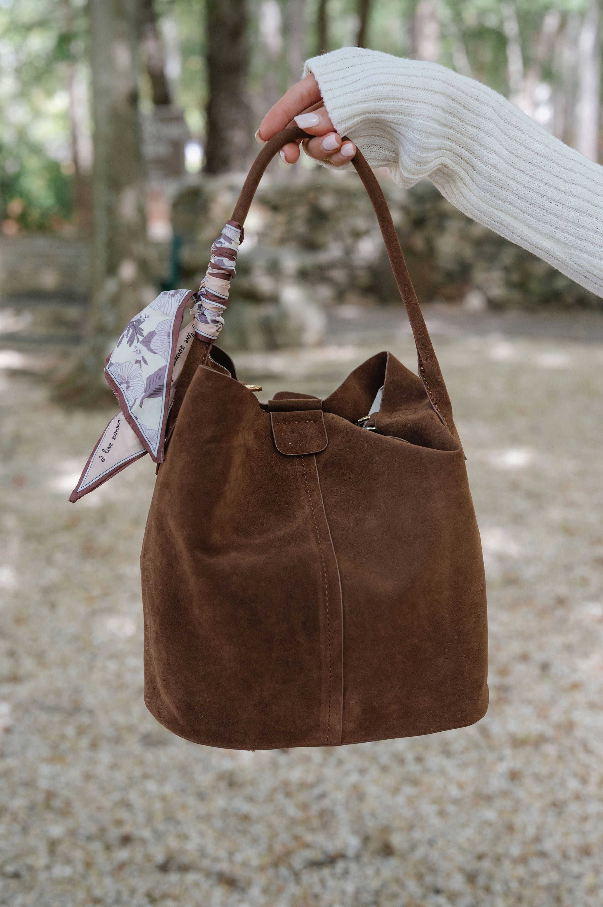 Campbell Suede Bucket Bag-Chocolate
