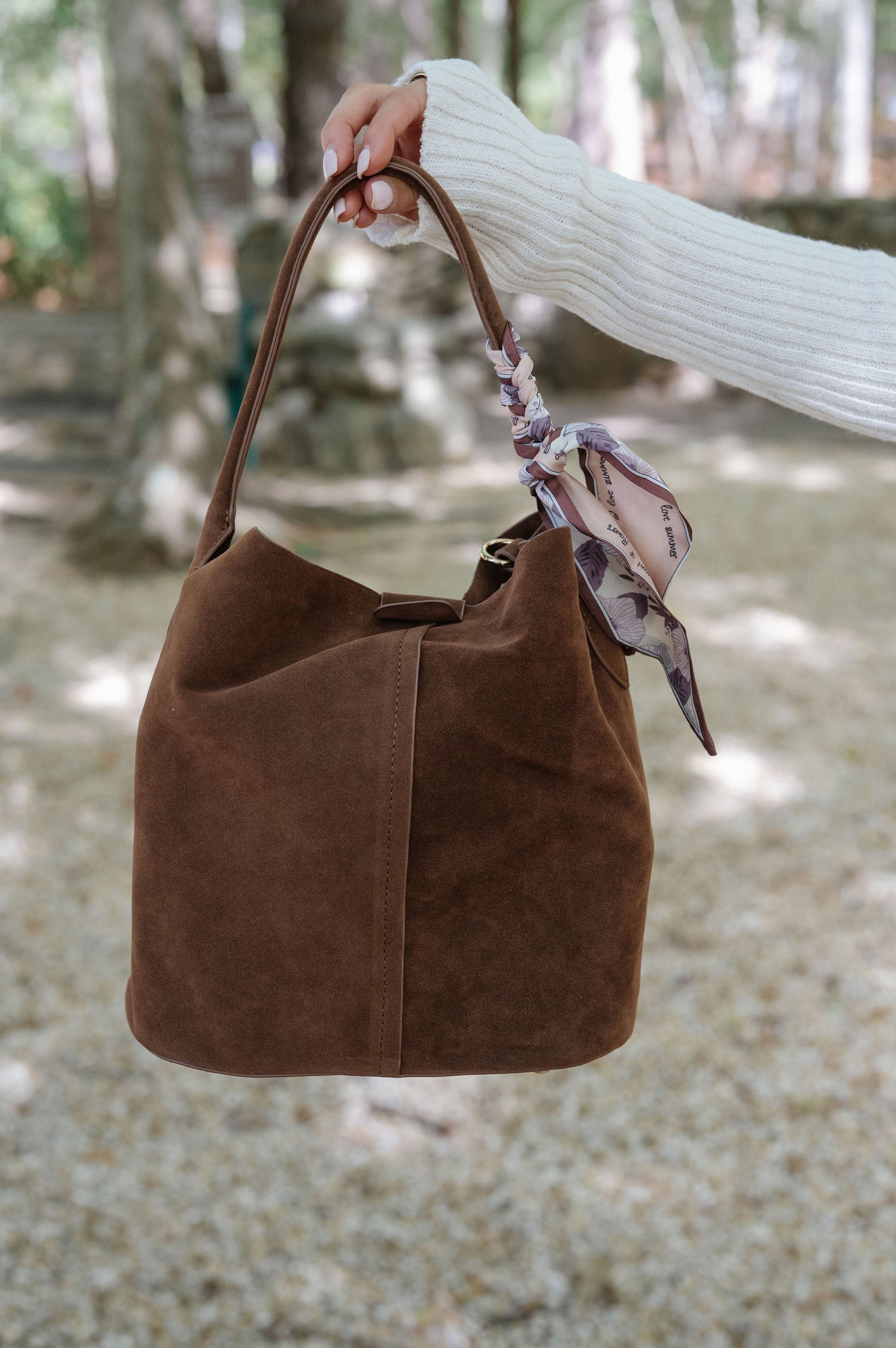 Campbell Suede Bucket Bag-Chocolate