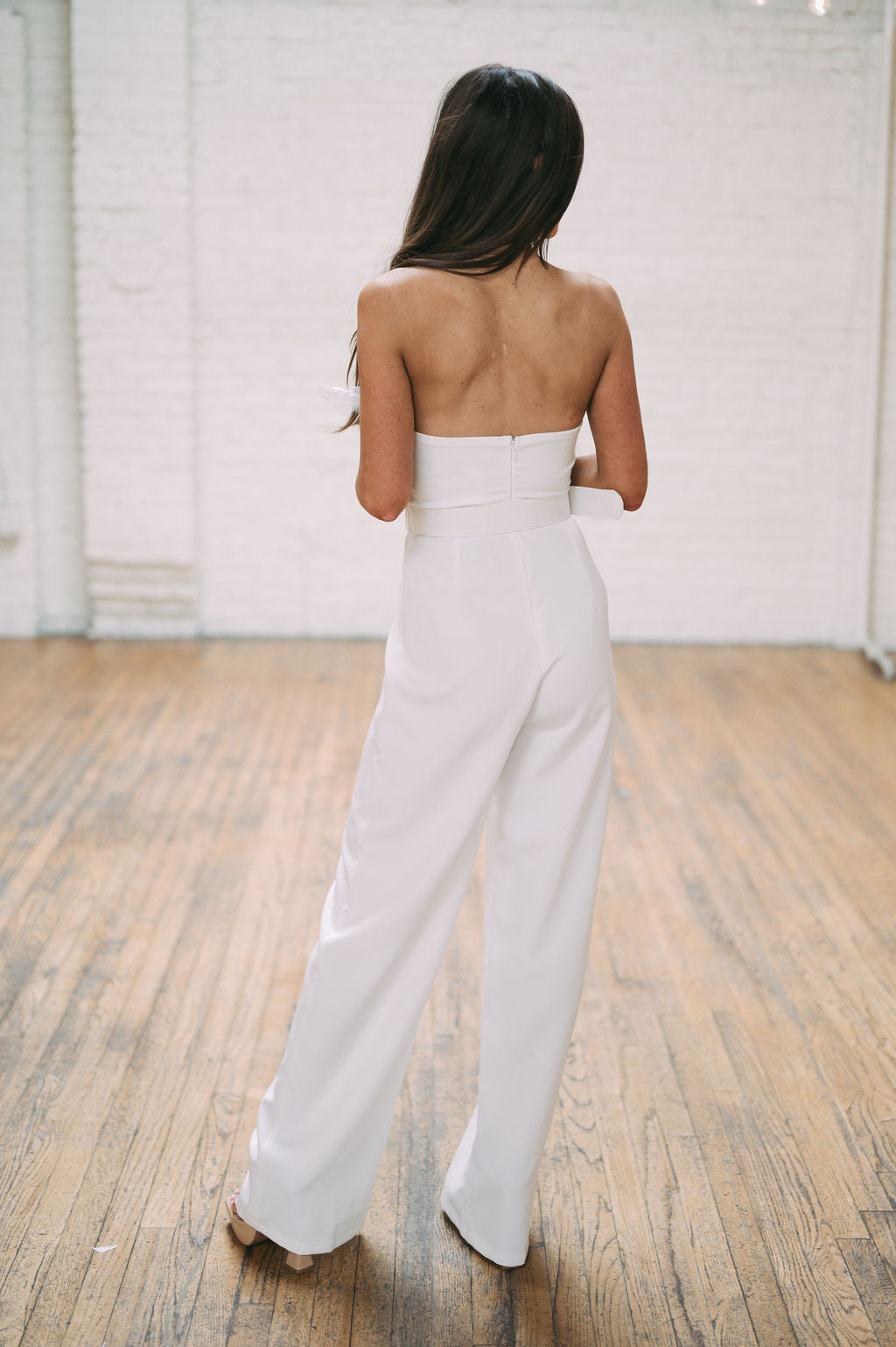 Belted Feather Accented Jumpsuit