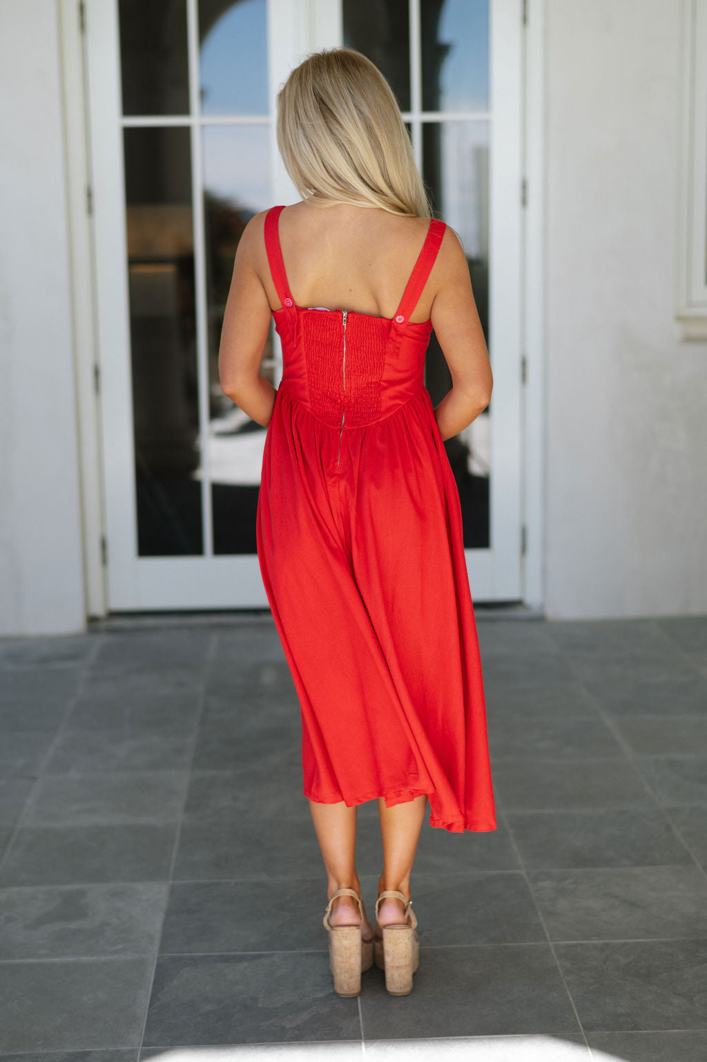 Della Midi Dress-Red