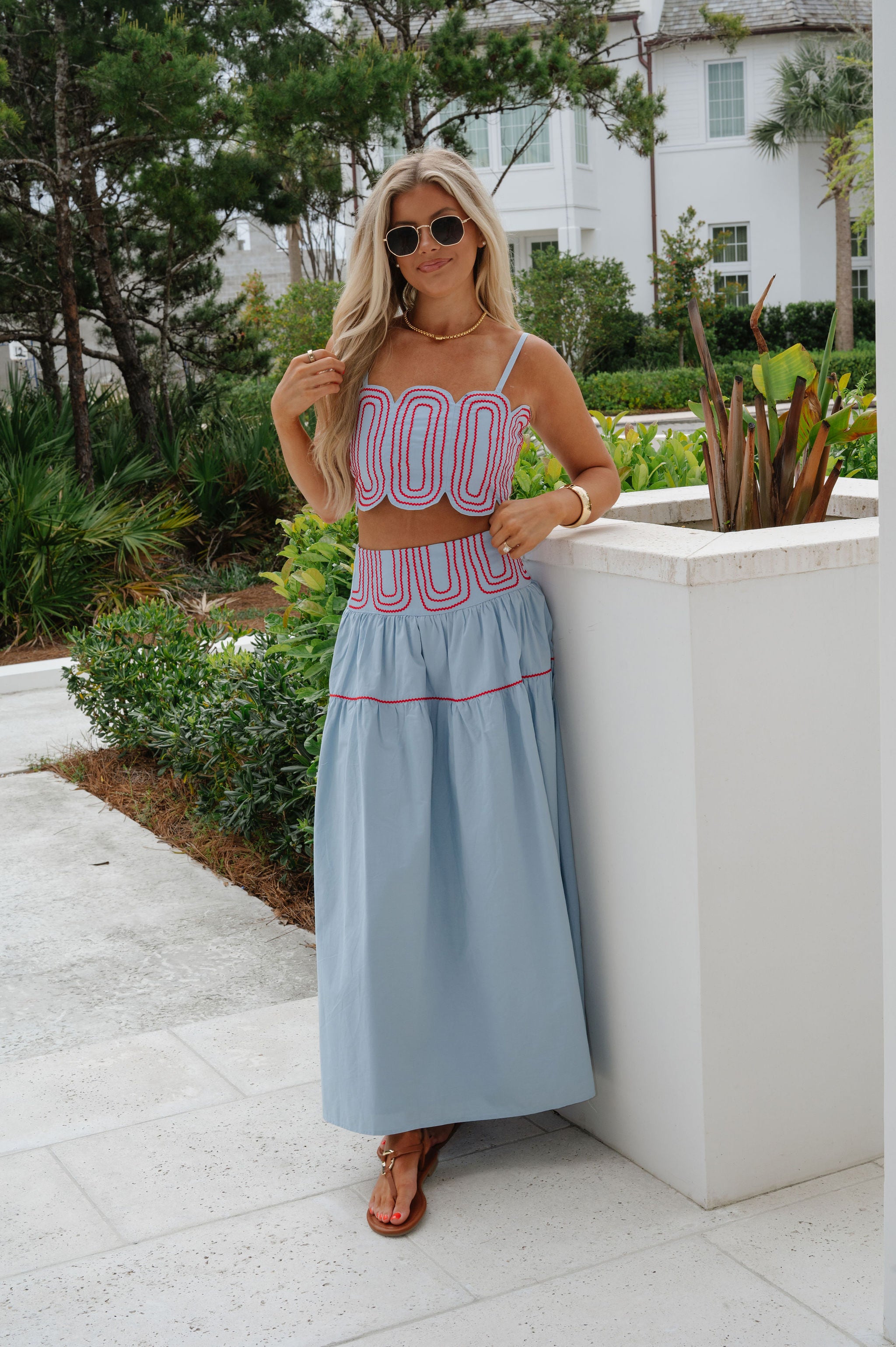 Eli Skirt Set-Blue/Red