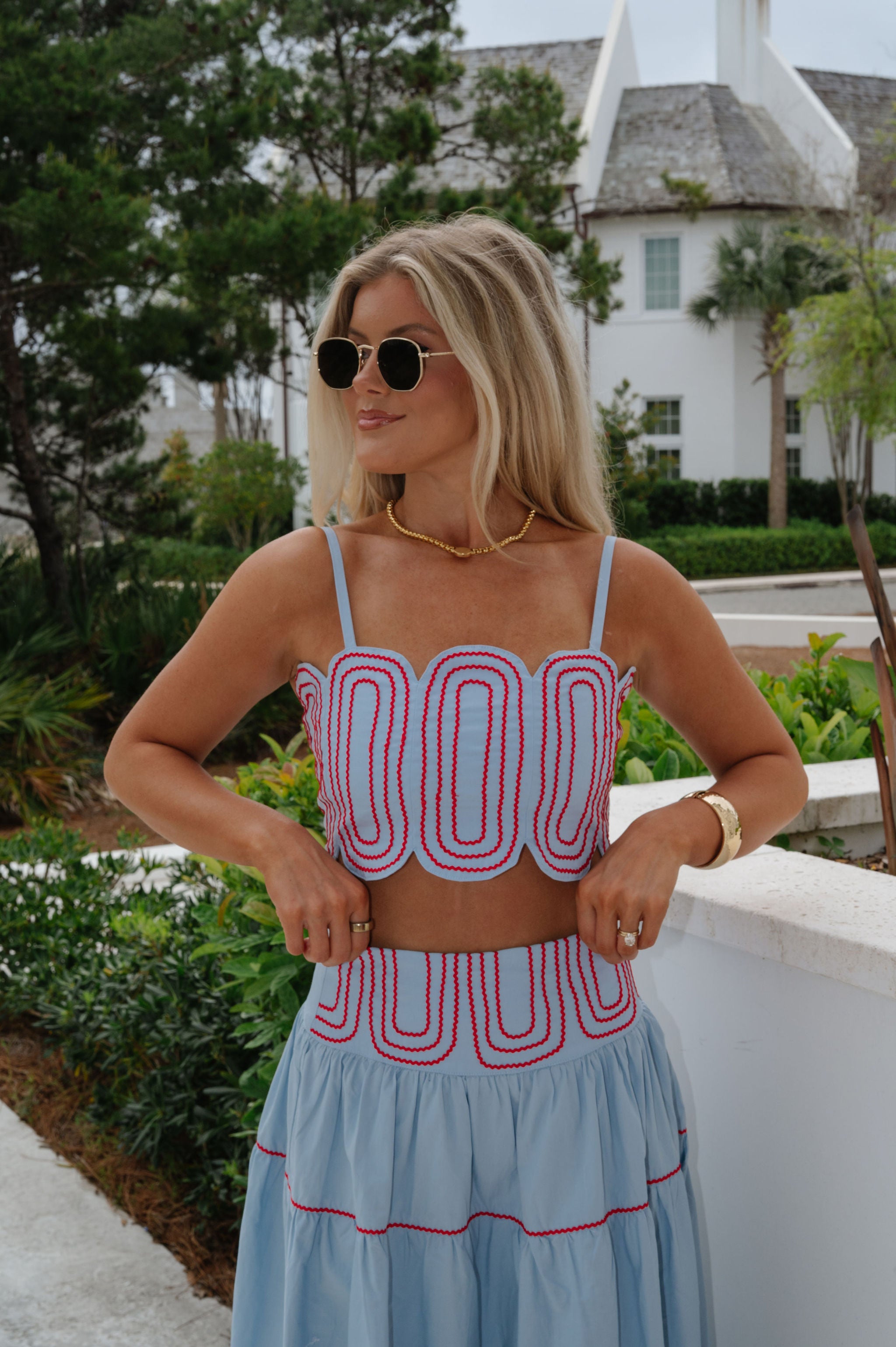 Eli Skirt Set-Blue/Red