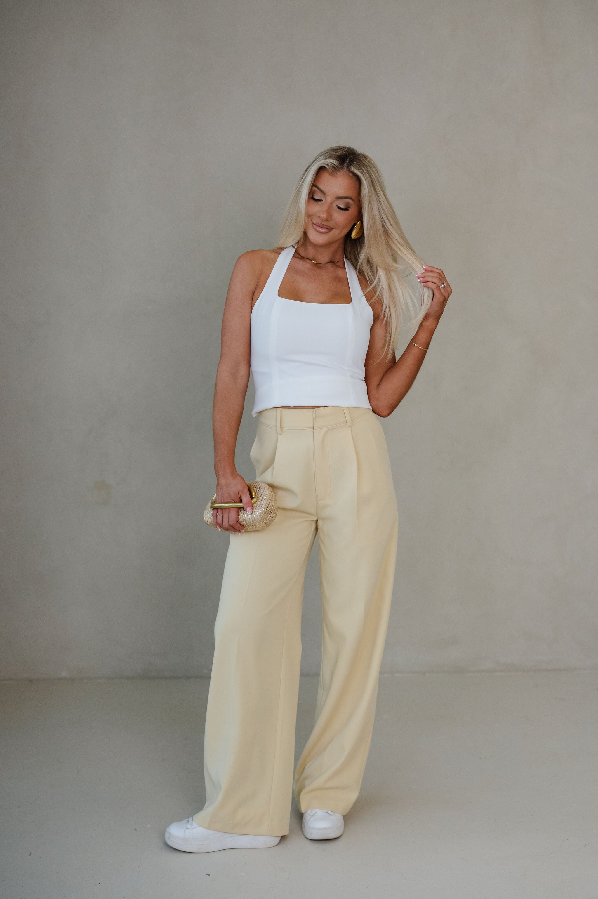 Cara Tailored Halter Top-White