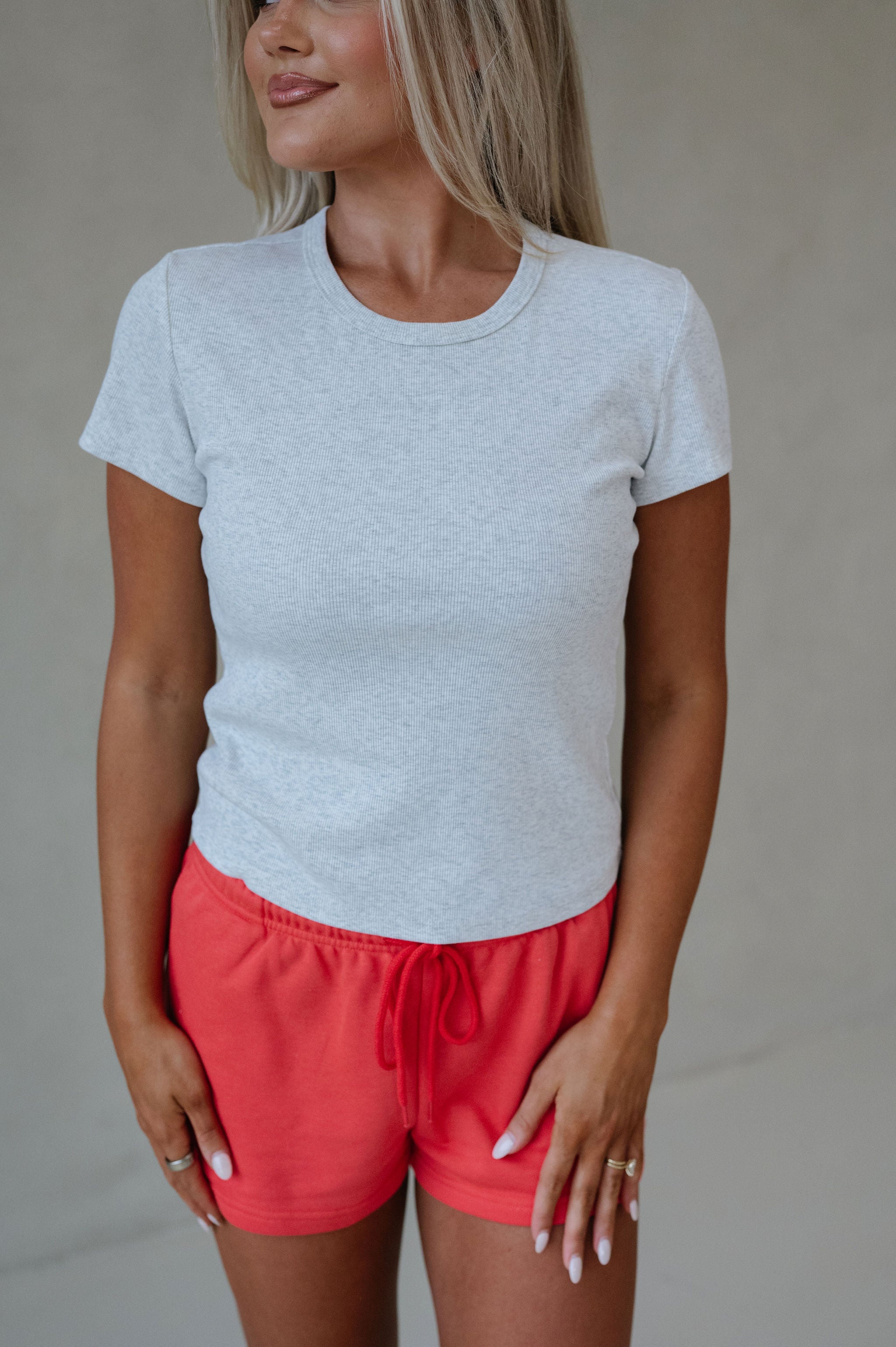 Hope Round Neck Top-Melange Grey