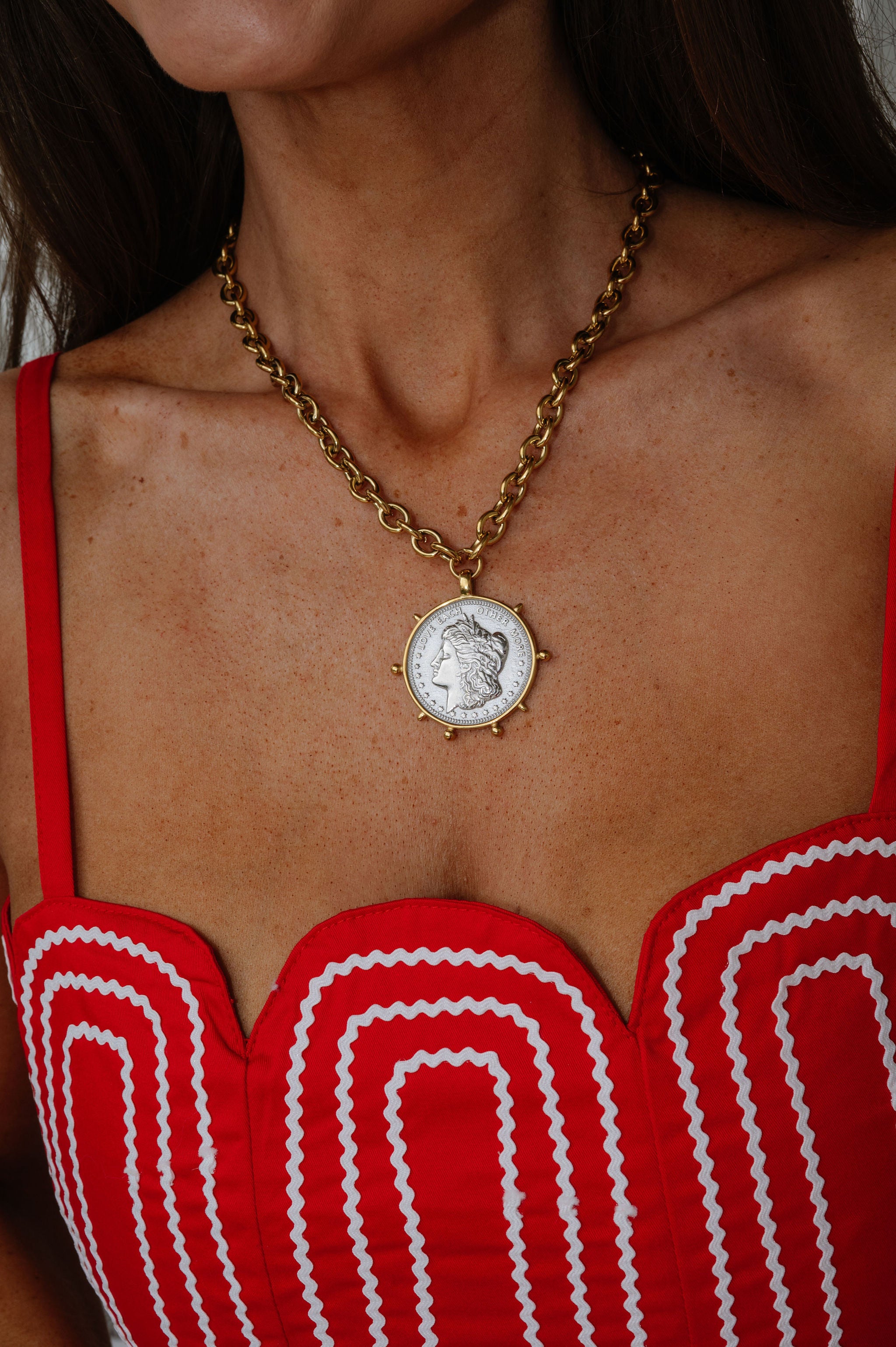 Two Tone Coin Necklace