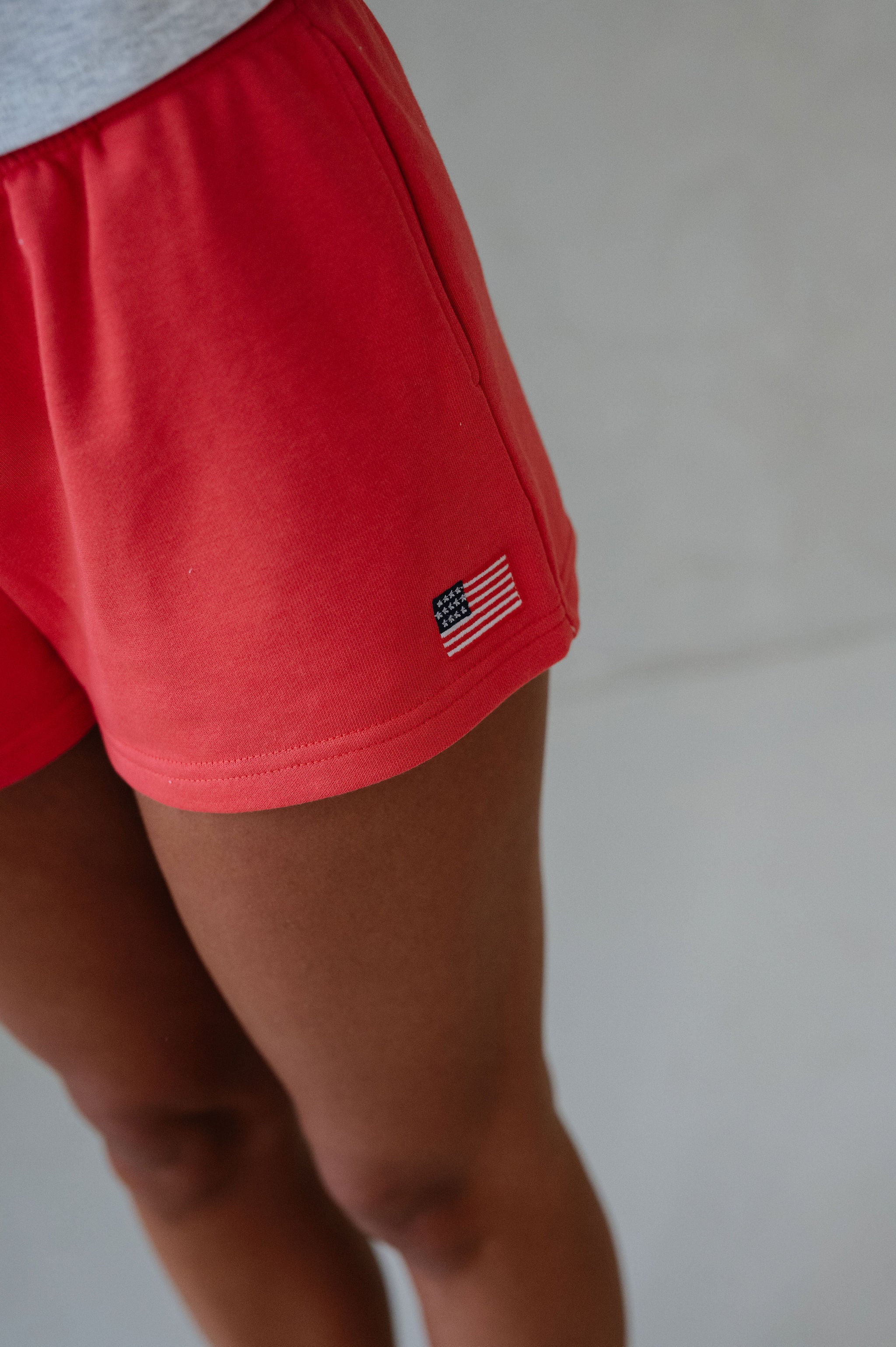 "USA" Flag Embroidered Sweatshorts-Tomoto