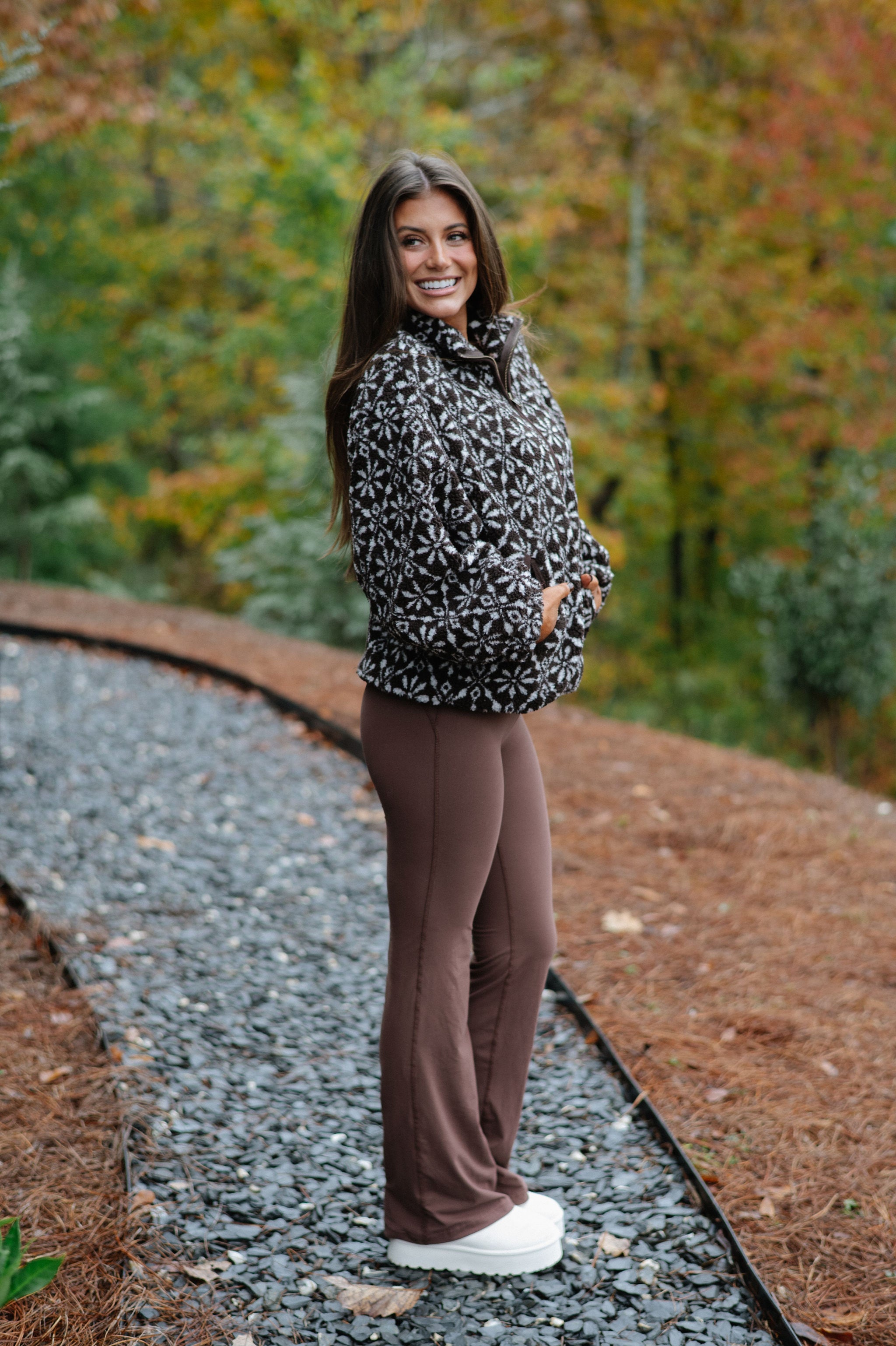 Snowflake Sherpa Jacket-Brown