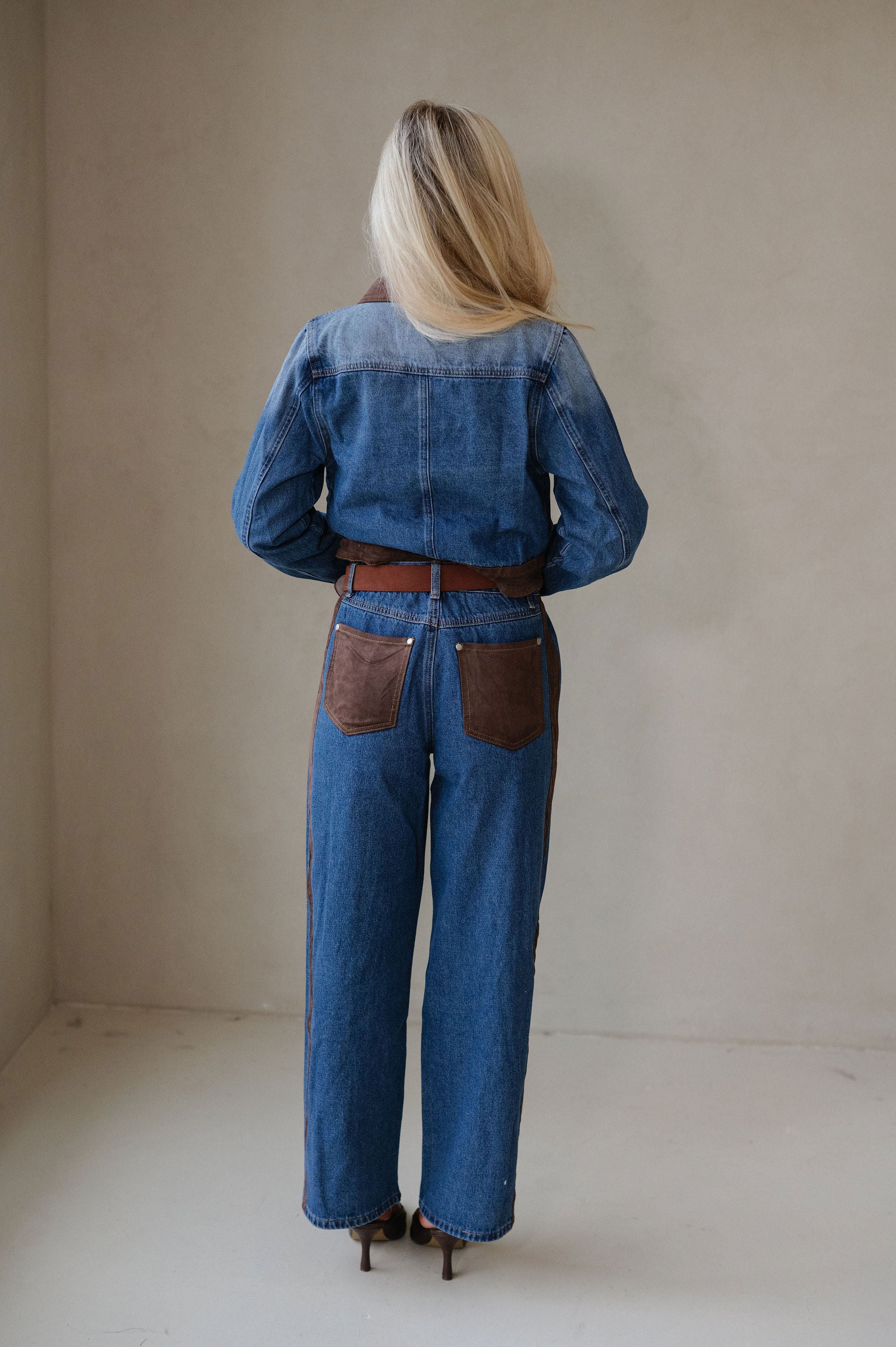 Colton Suede Contrast Set-Denim/Dark Brown