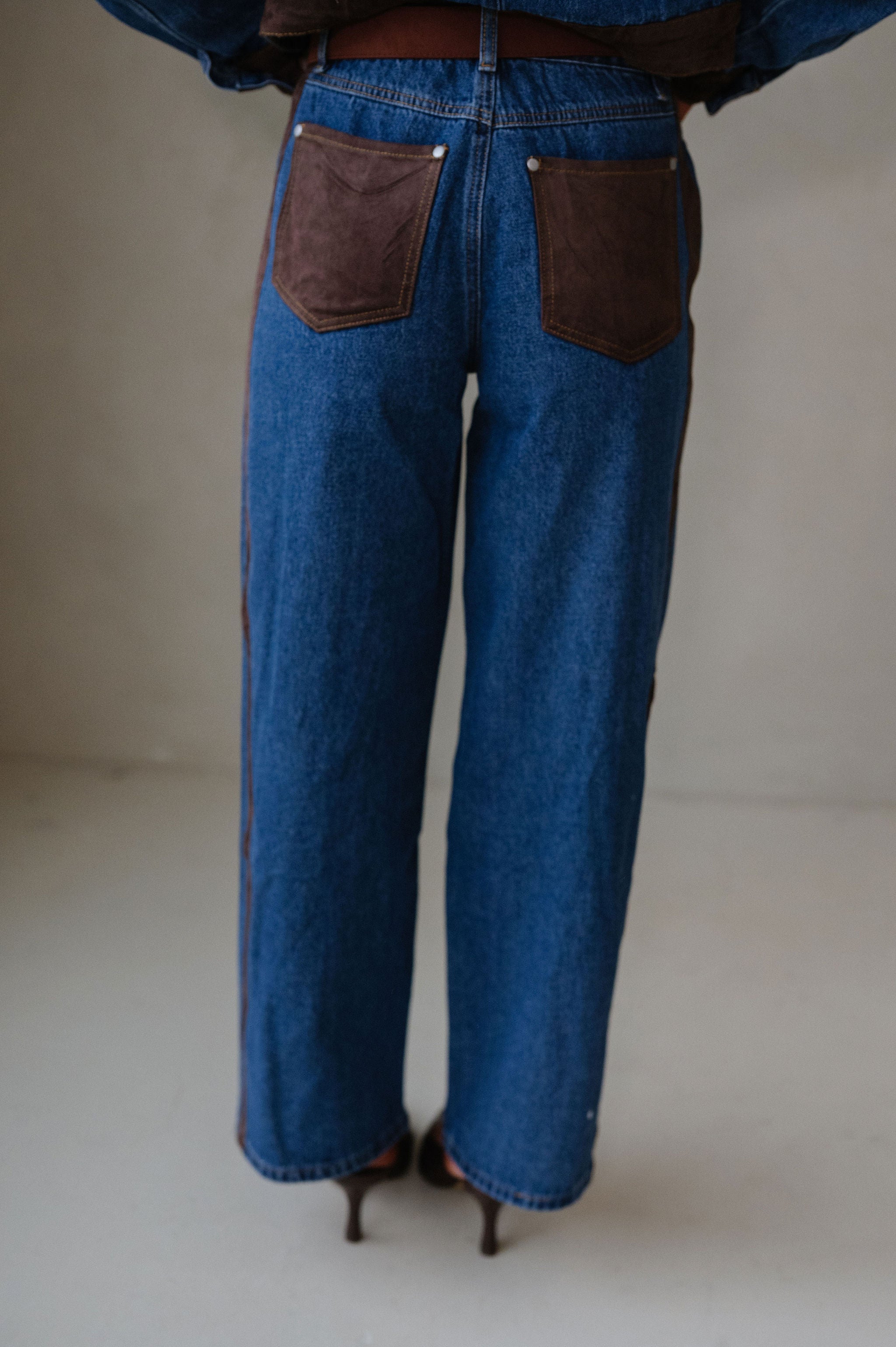 Colton Suede Contrast Set-Denim/Dark Brown
