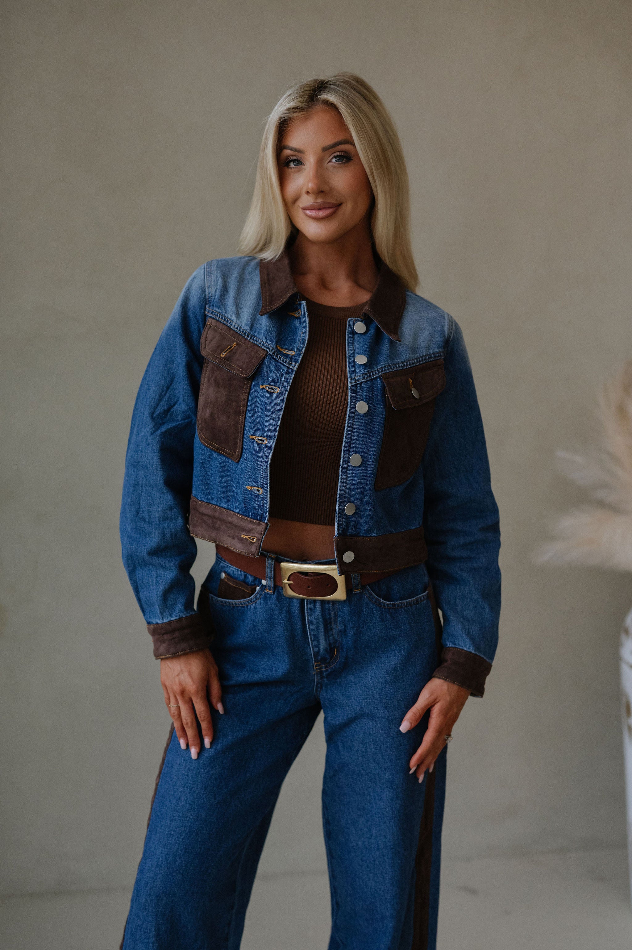 Colton Suede Contrast Set-Denim/Dark Brown