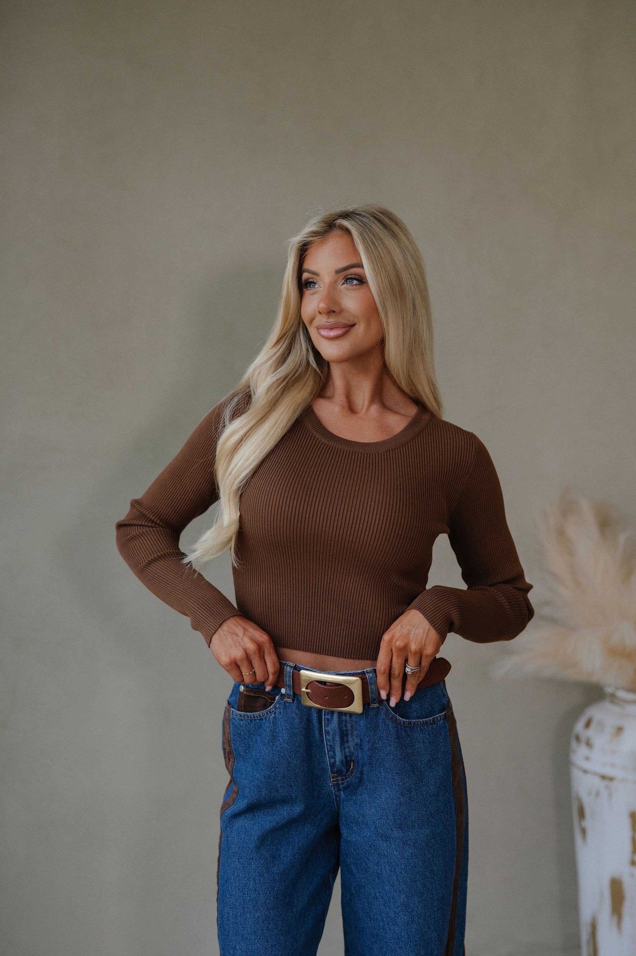 Sarah Jane Cropped Sweater-Brown