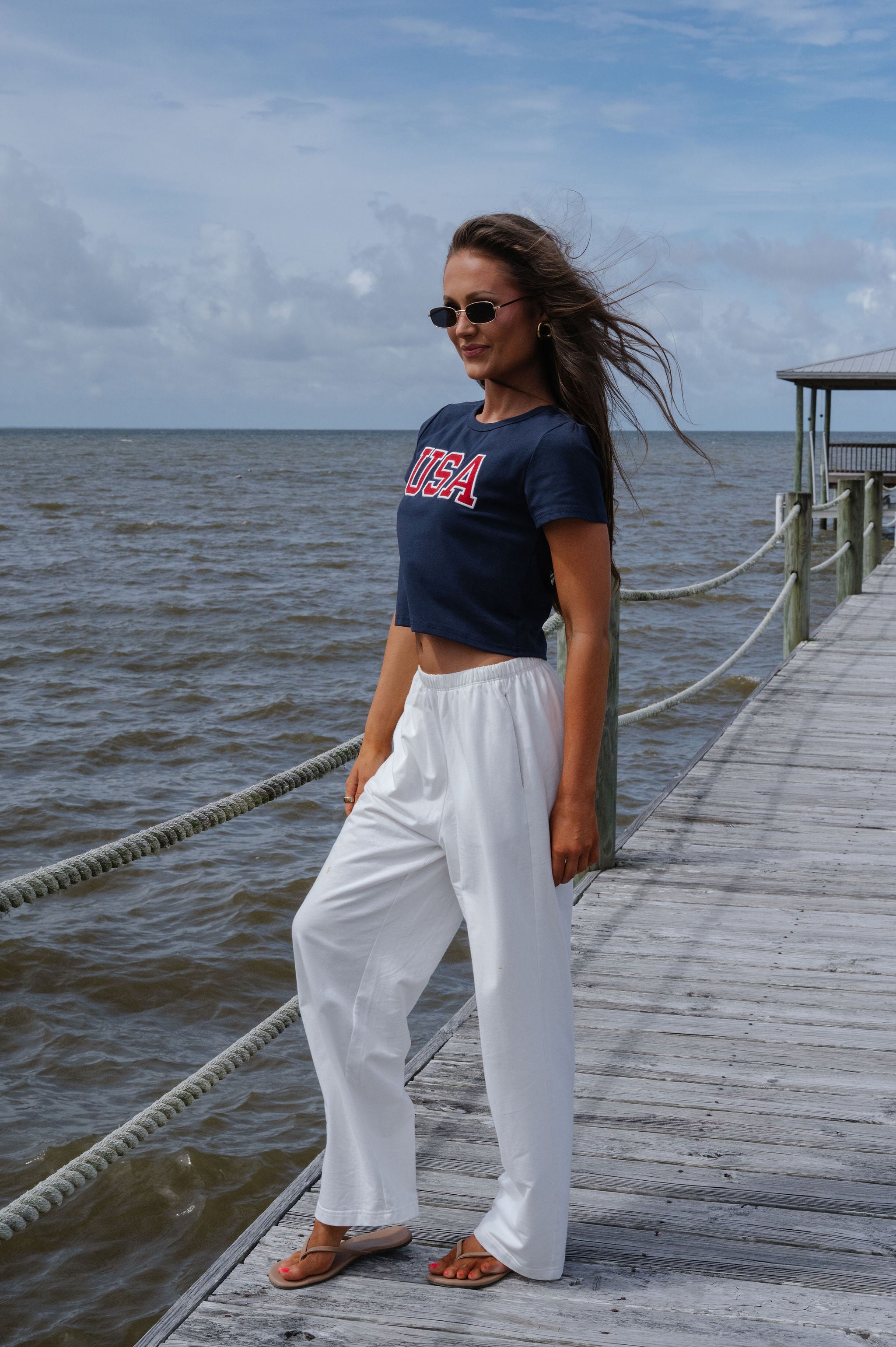 "USA" Baby Tee-Navy