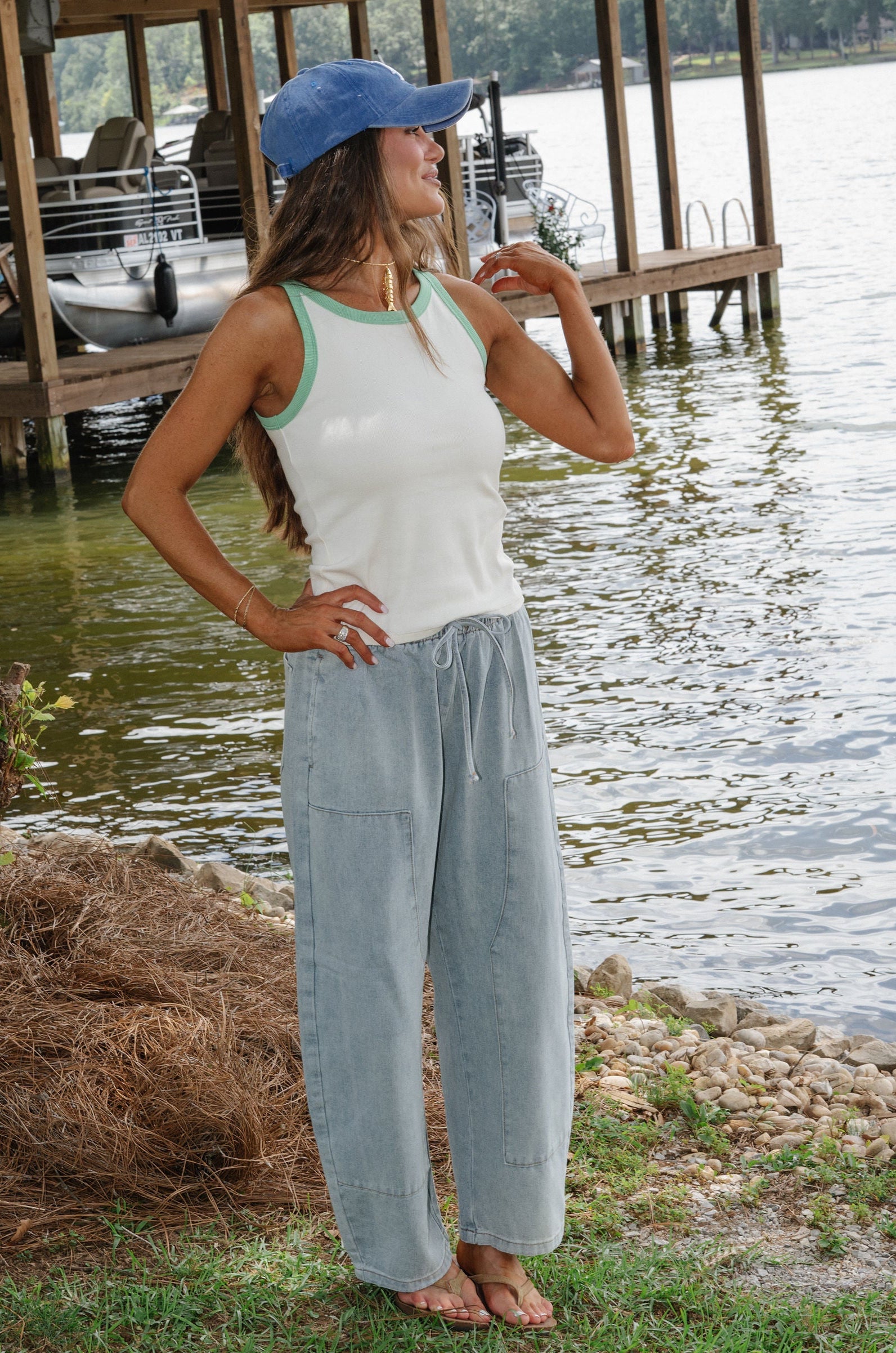 Hailey Drawstring Barrel Jeans