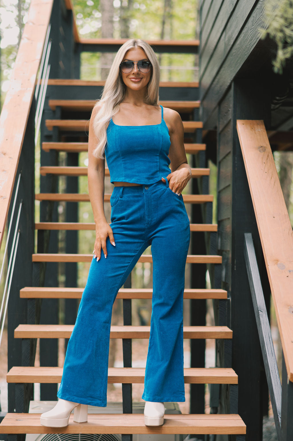 Corduroy Pants Set- Cobalt Blue