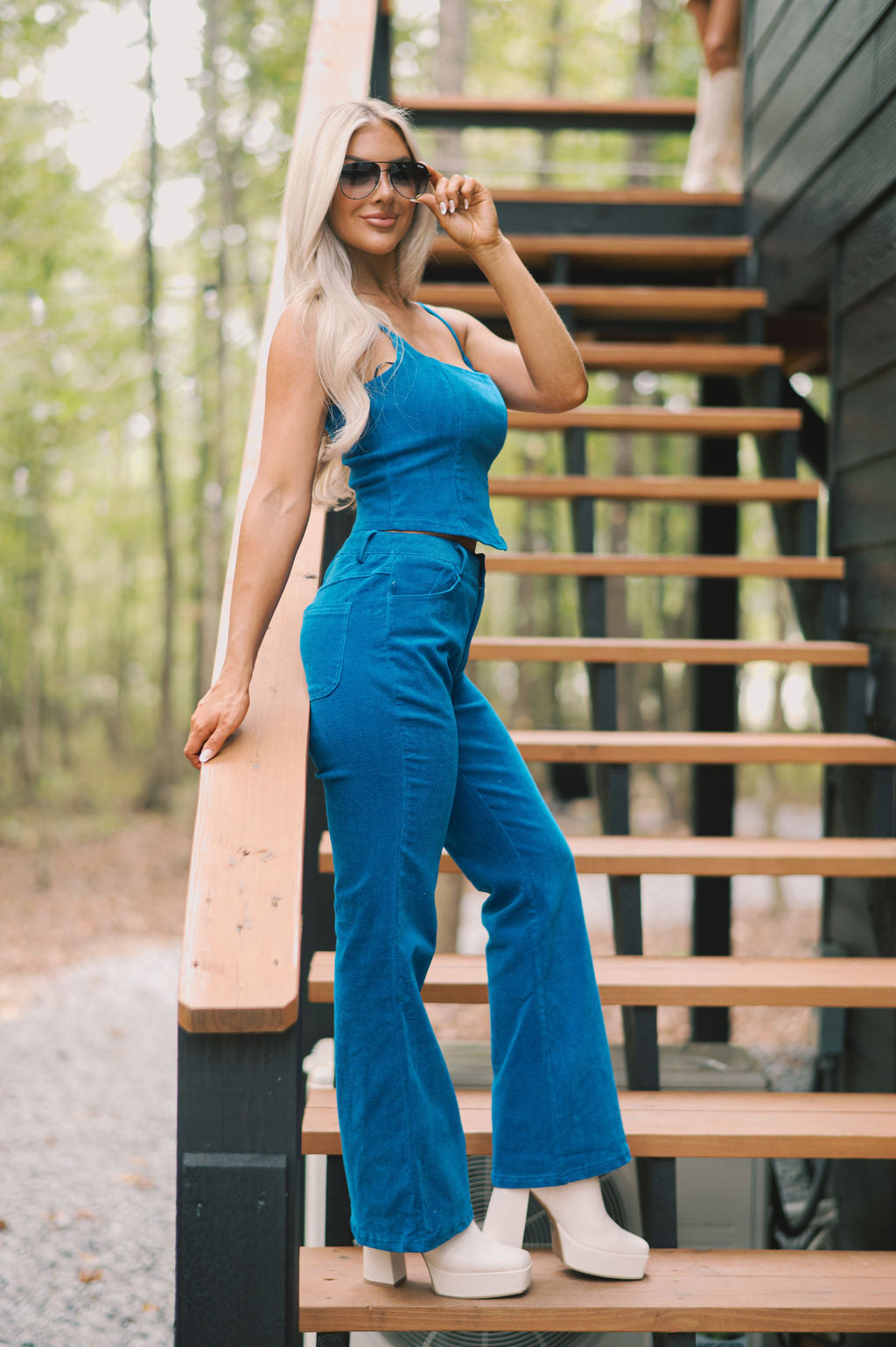 Corduroy Pants Set- Cobalt Blue