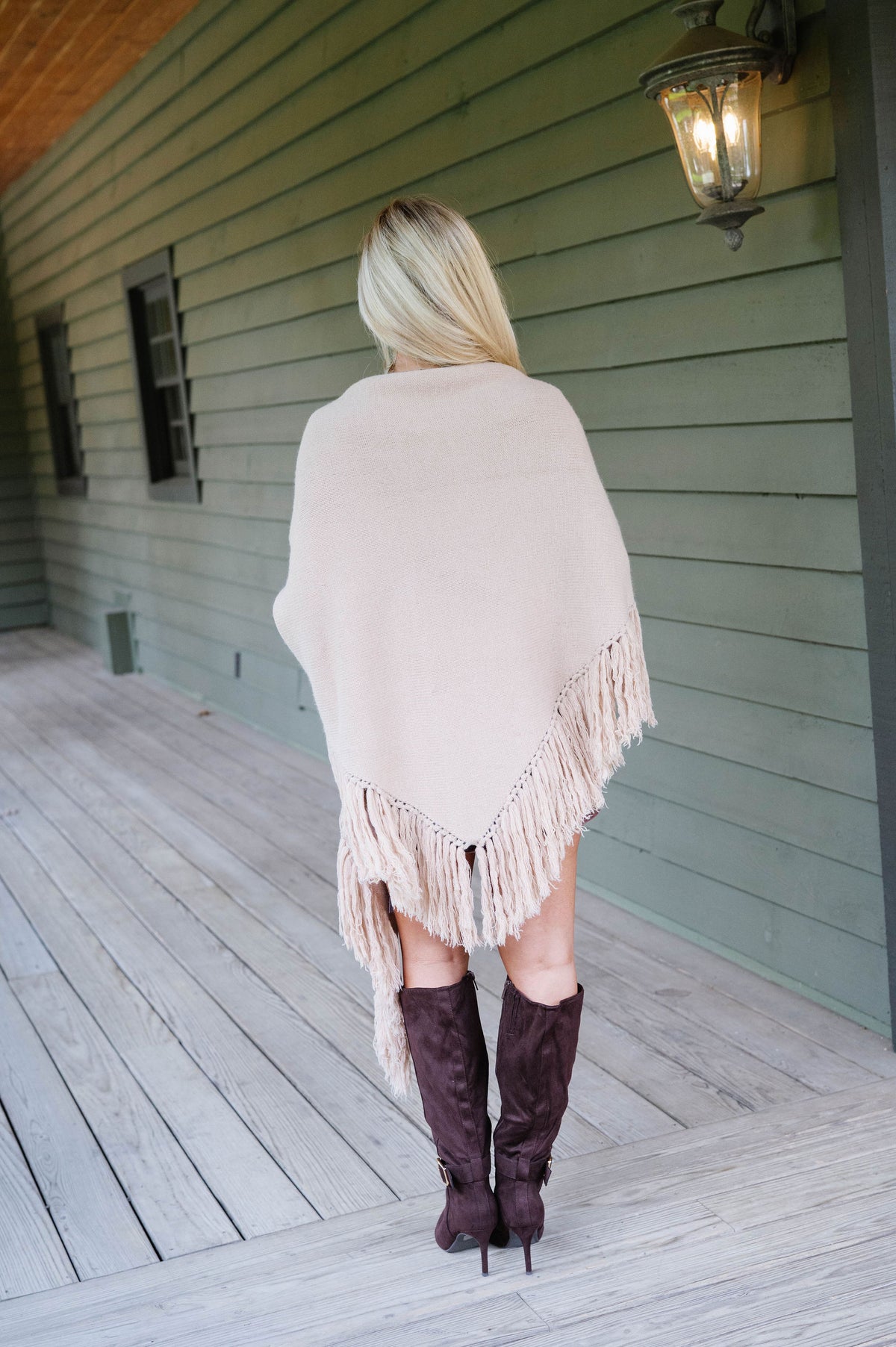 Mabel Fringe Poncho- Camel