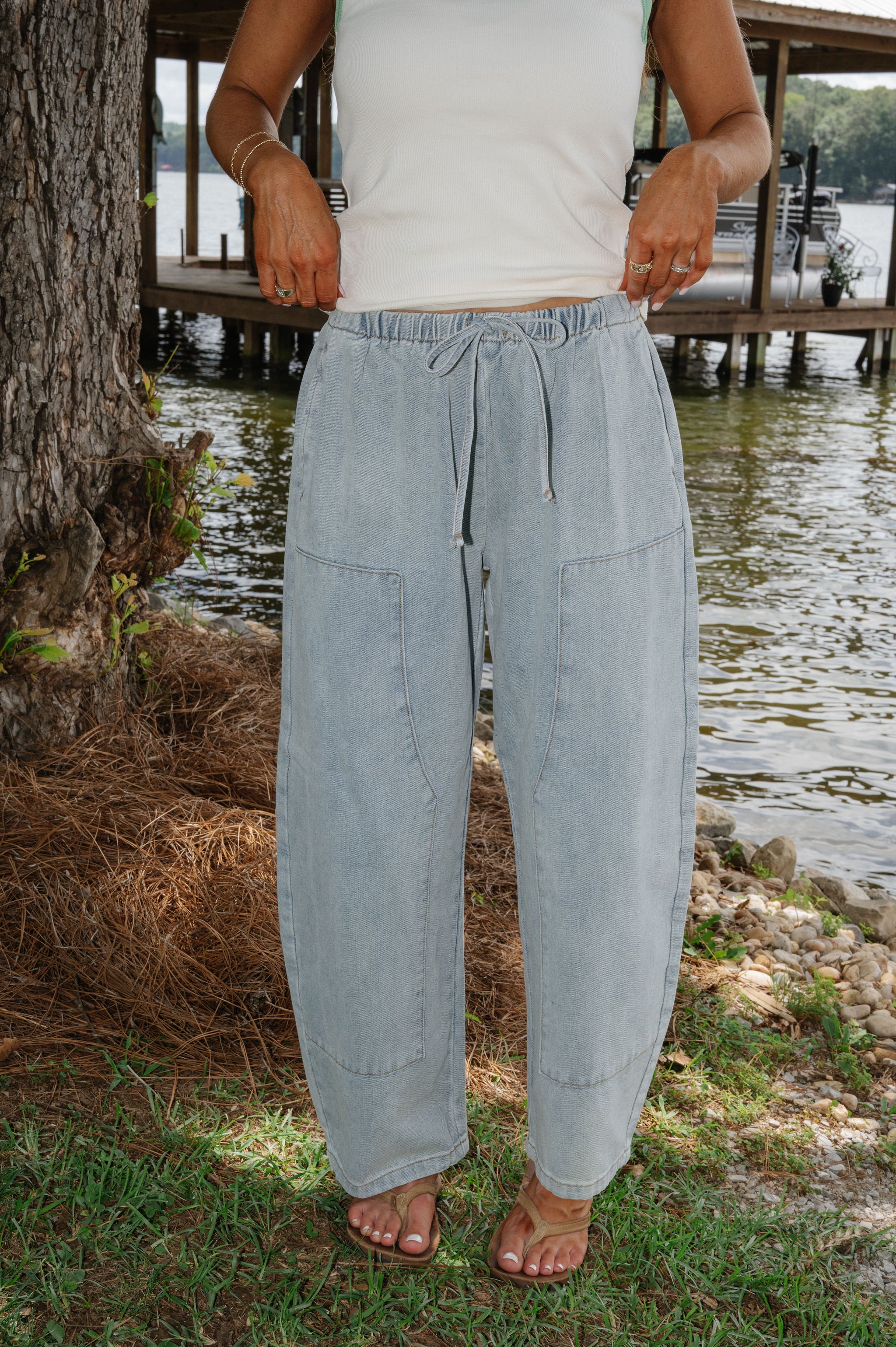Hailey Drawstring Barrel Jeans