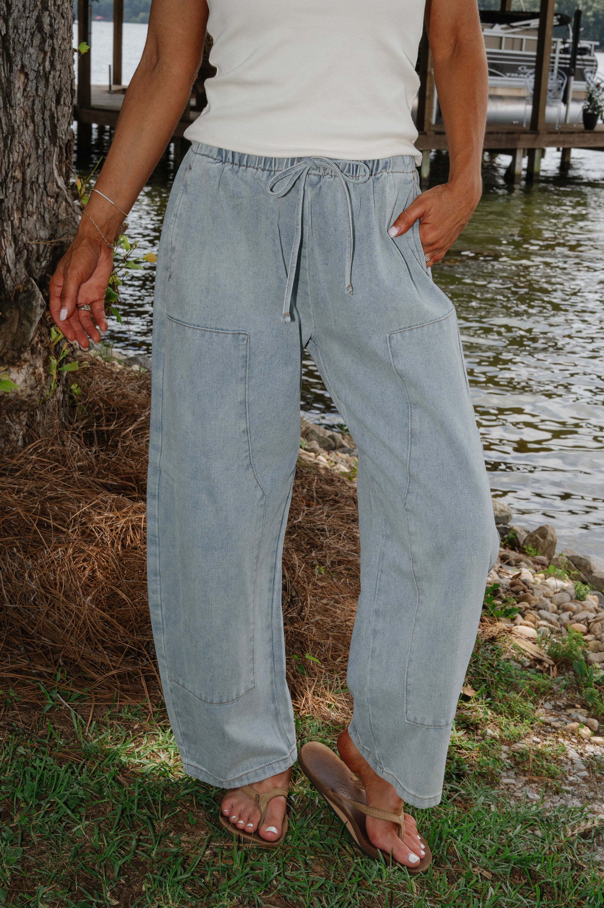 Hailey Drawstring Barrel Jeans