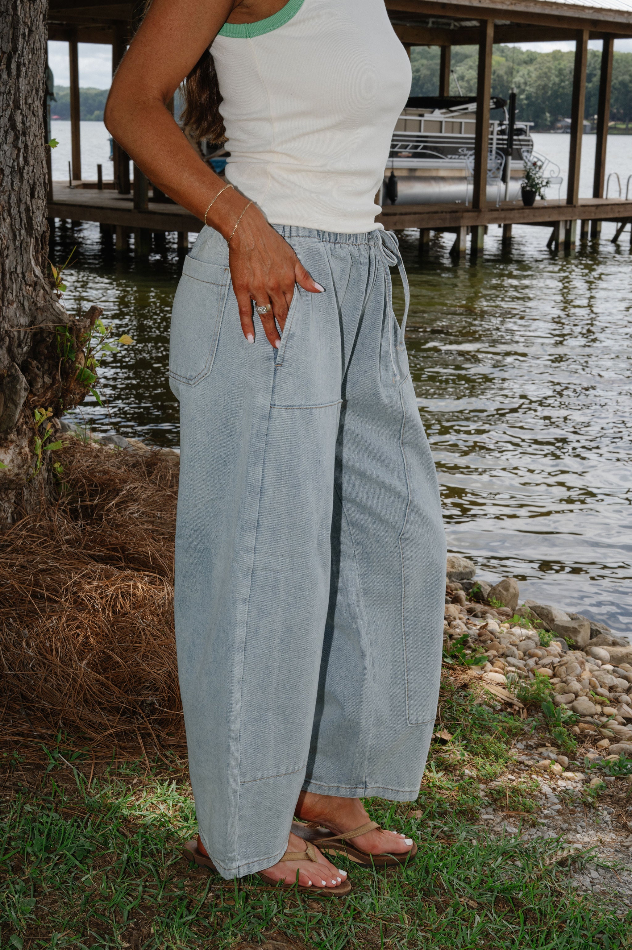 Hailey Drawstring Barrel Jeans