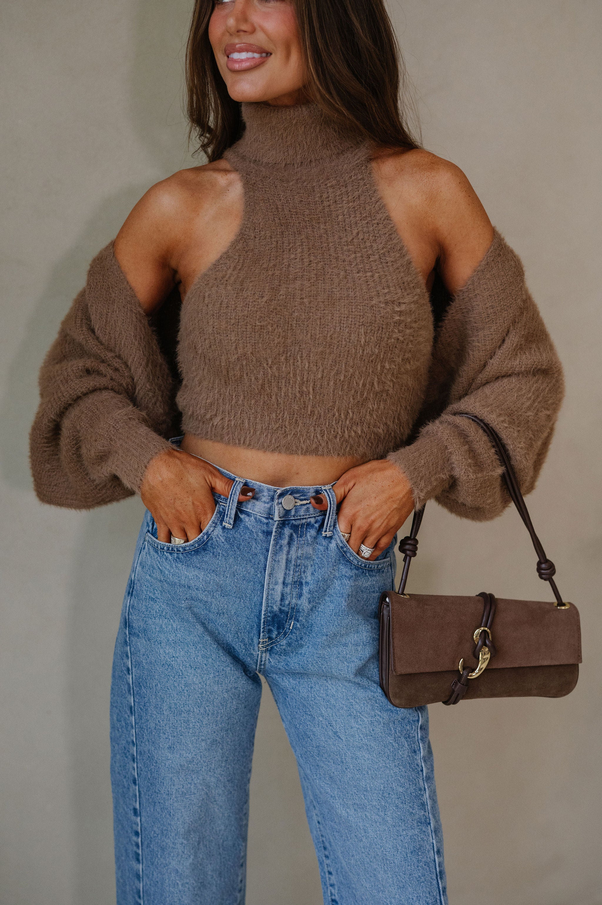 Jenna Cardigan Set-Mocha